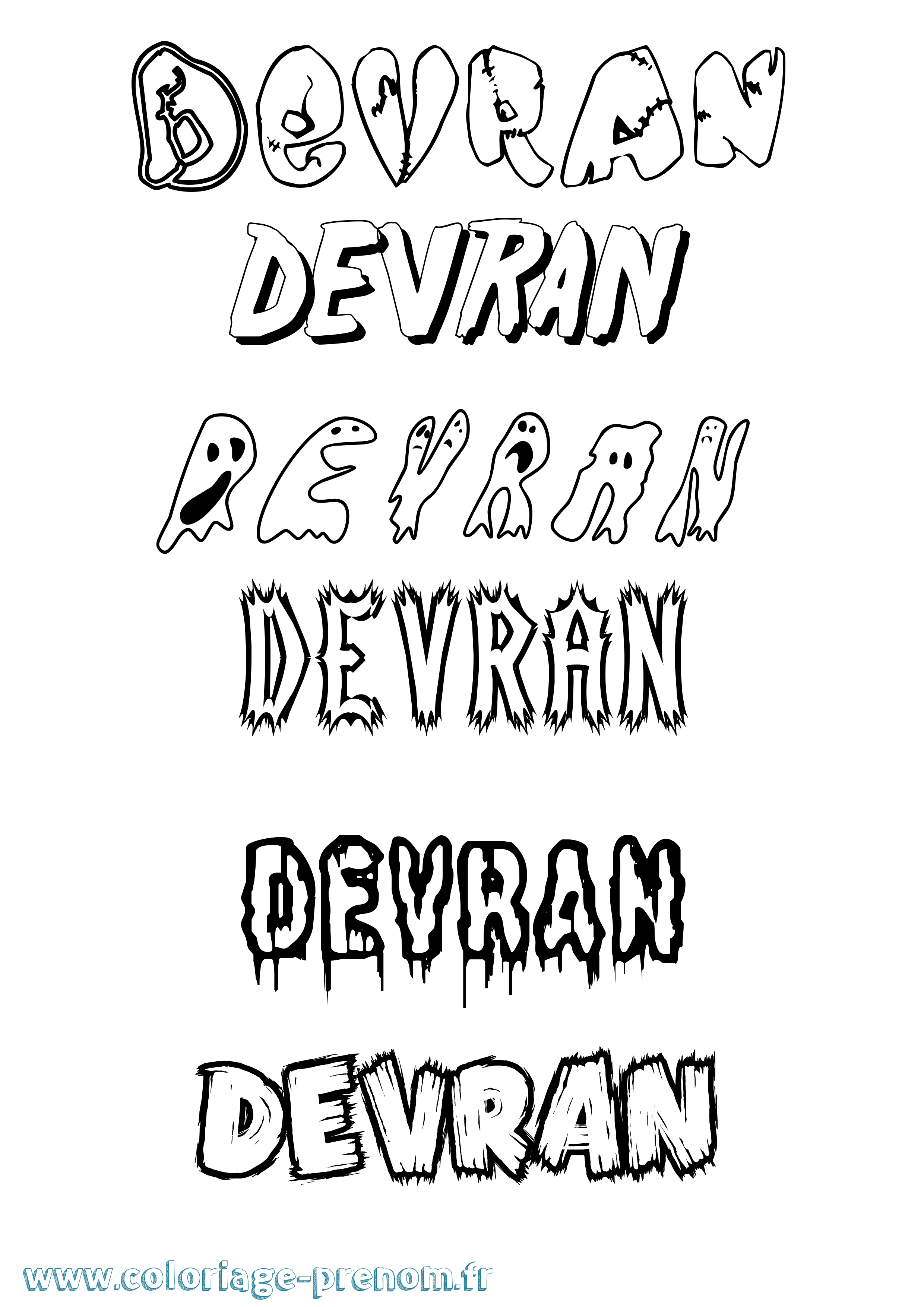 Coloriage Devran Frisson Coloriage prénom Devran Frisson