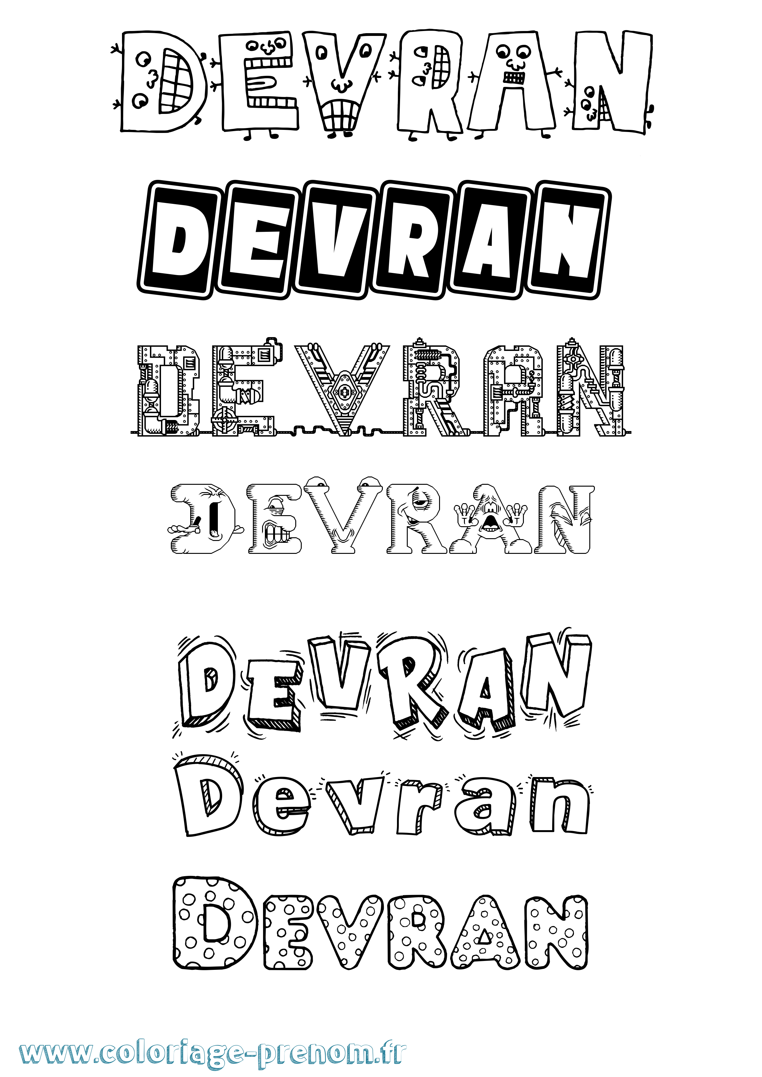 Coloriage Devran Fun Coloriage prénom Devran Fun