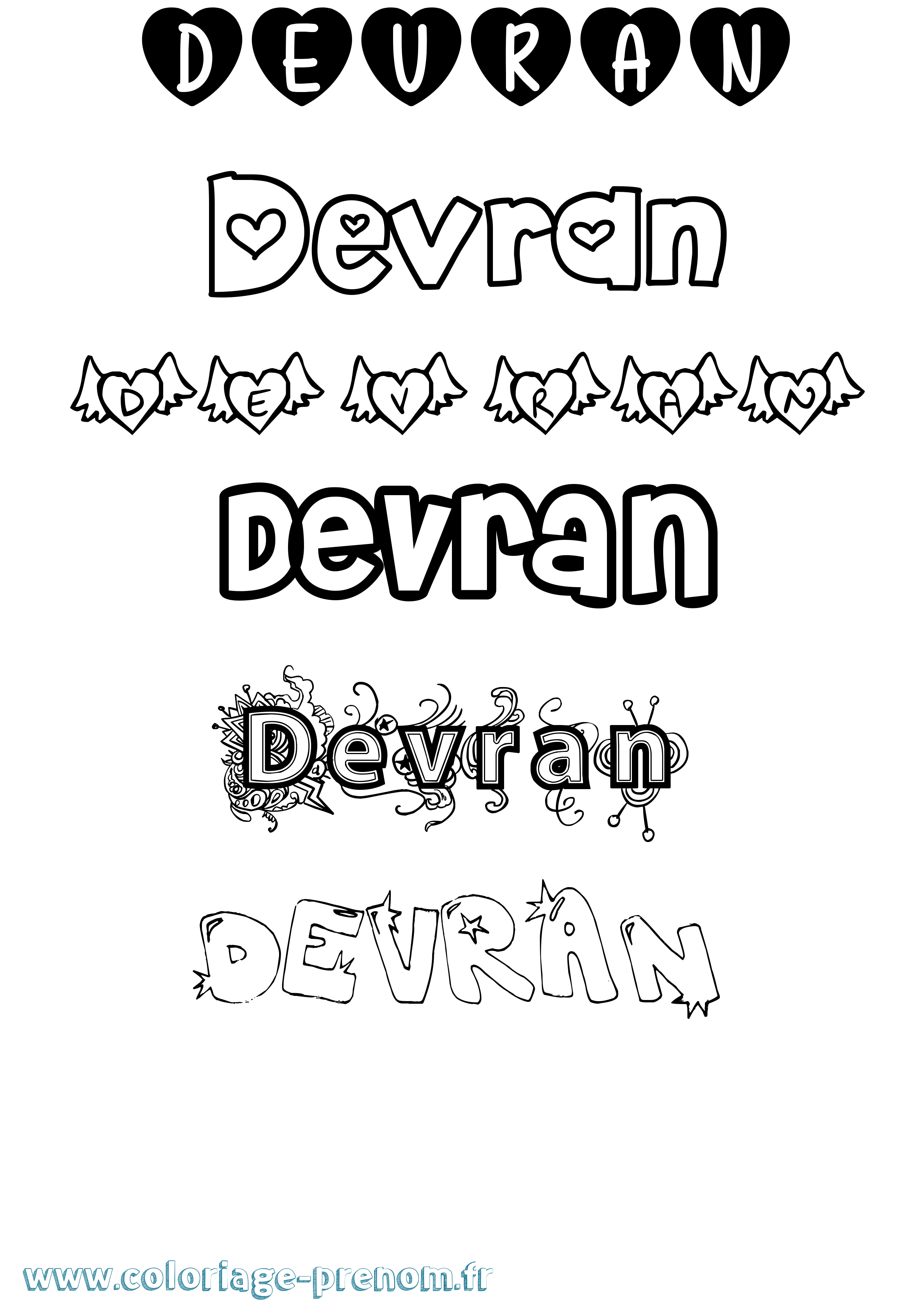 Coloriage Devran Girly Coloriage prénom Devran Girly