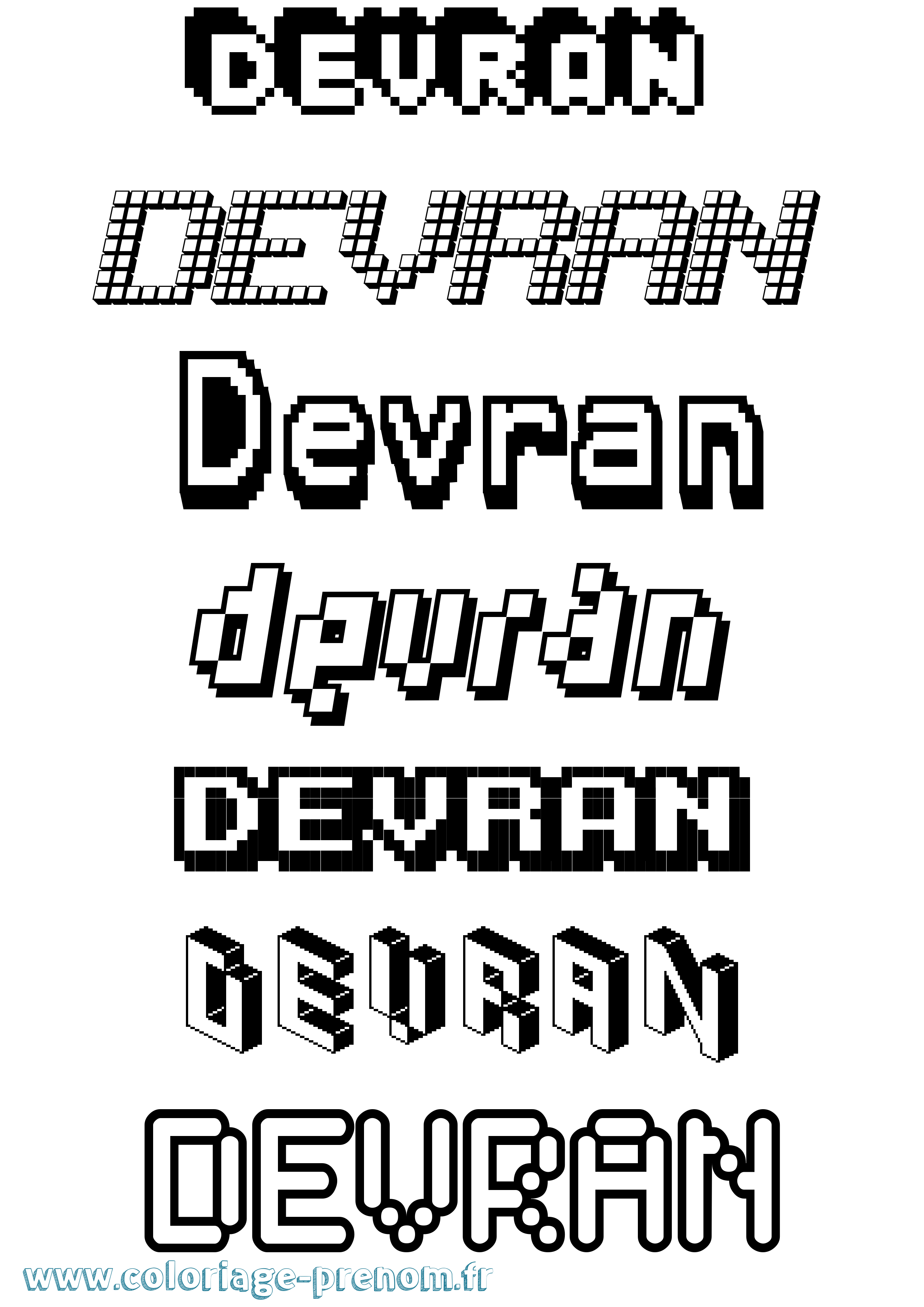 Coloriage Devran Pixel Coloriage prénom Devran Pixel
