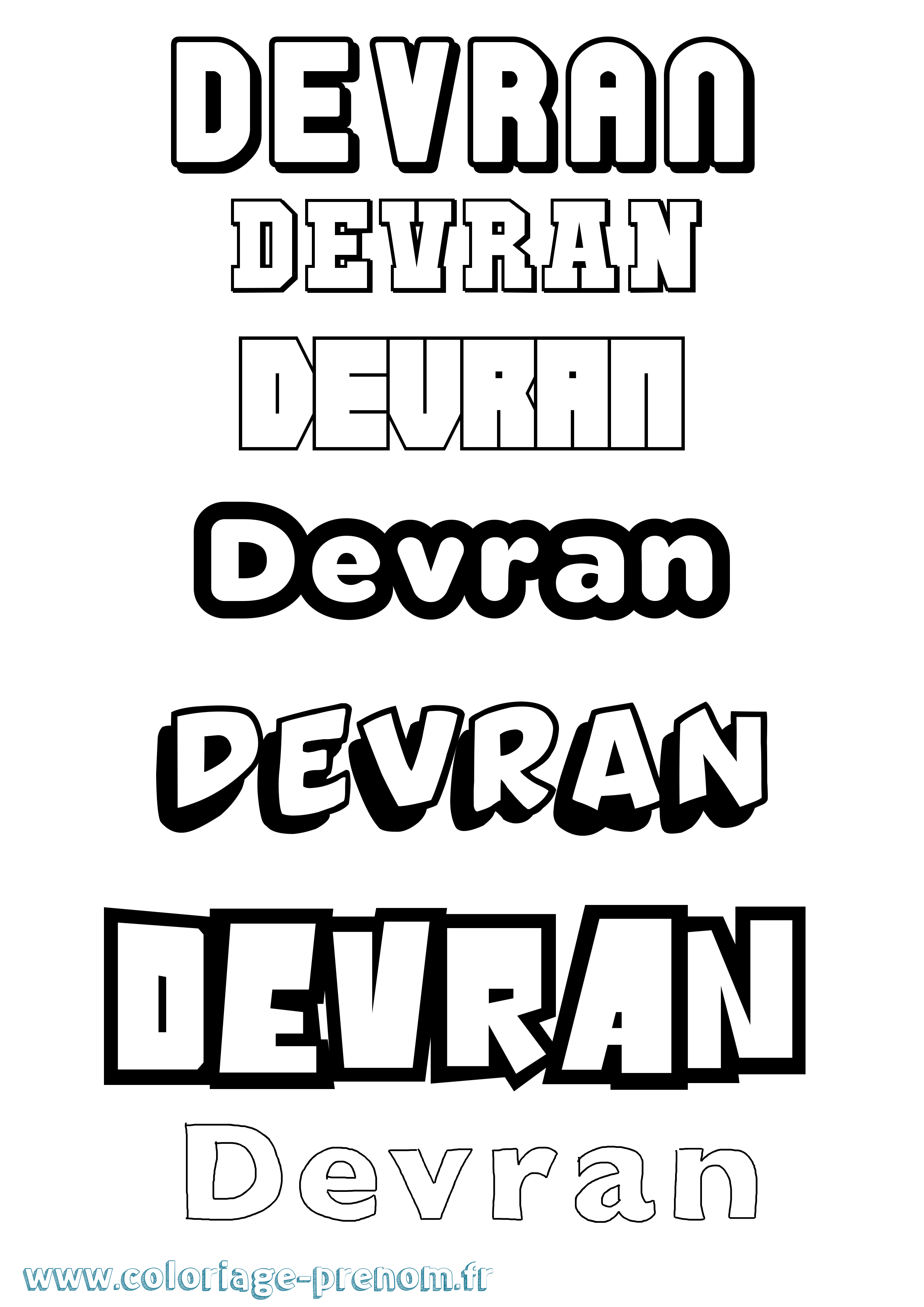 Coloriage Devran Simple Coloriage prénom Devran Simple