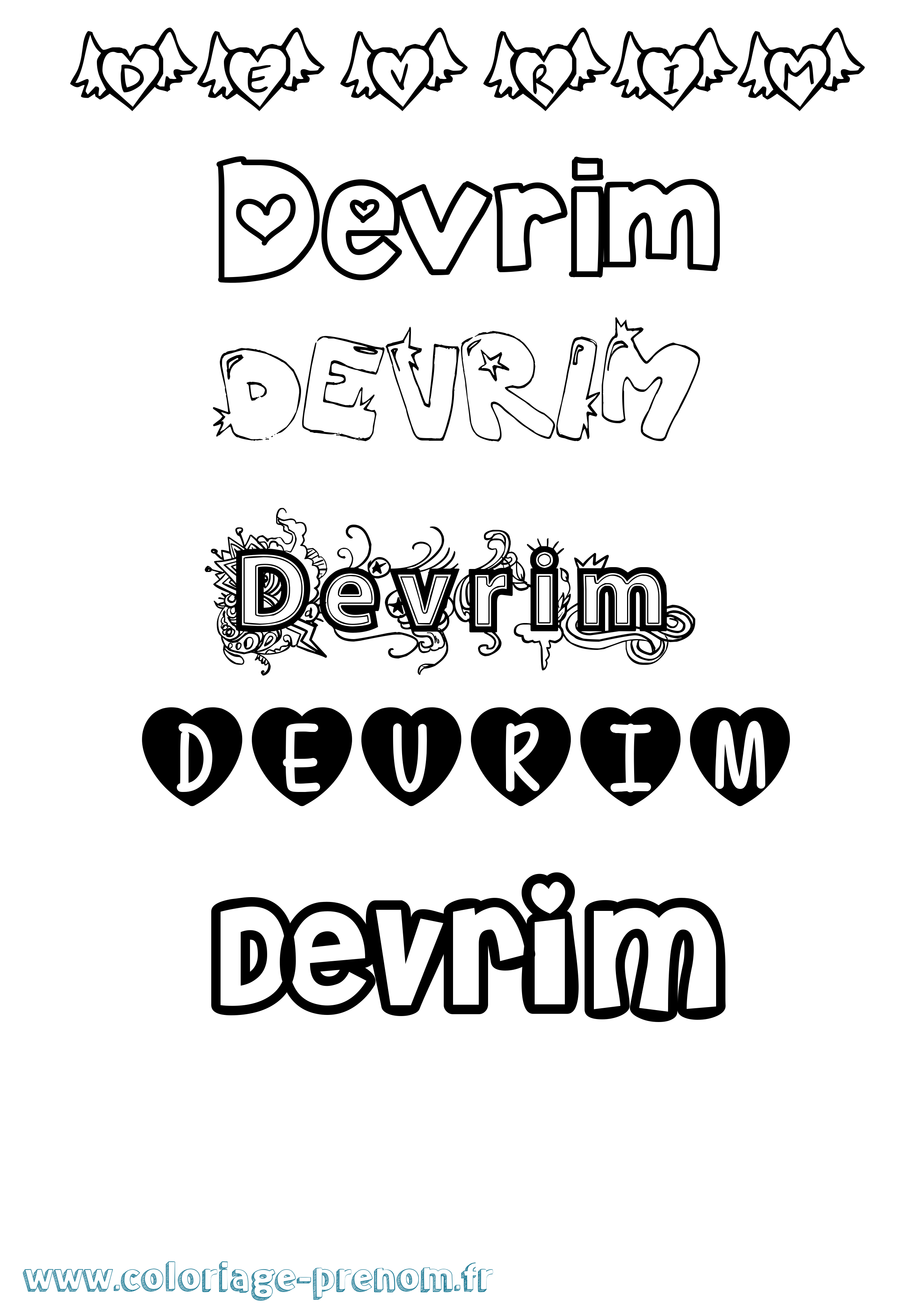 Coloriage Devrim Girly Coloriage prénom Devrim Girly