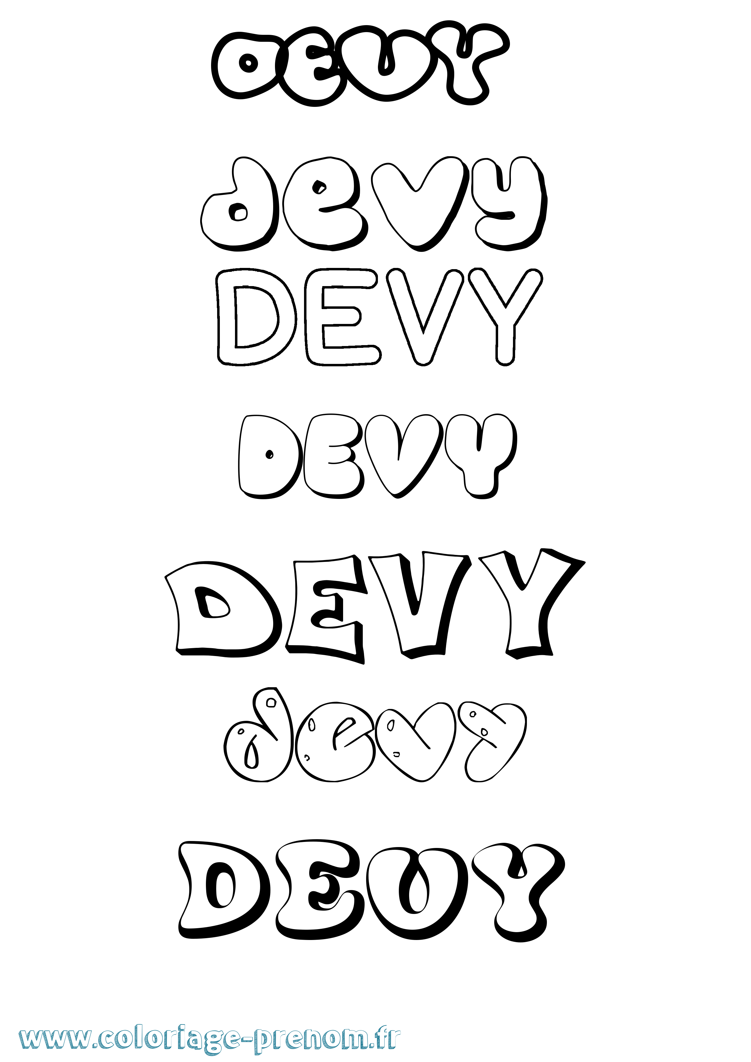 Coloriage Devy Bubble Coloriage prénom Devy Bubble