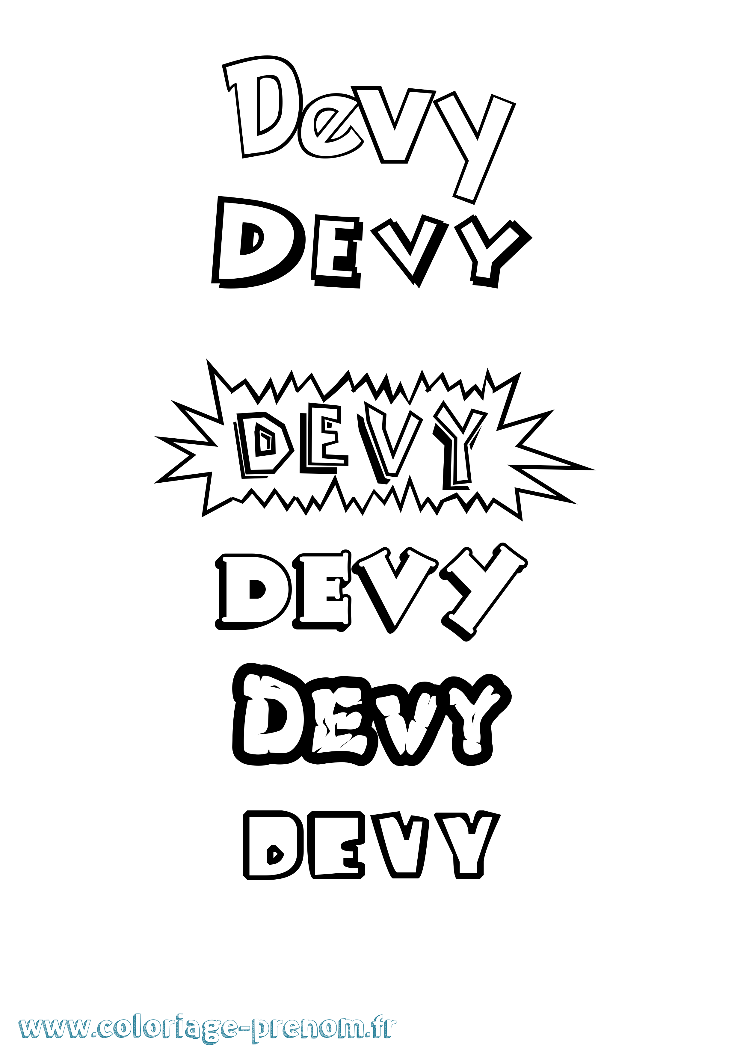 Coloriage Devy Dessin Animé Coloriage prénom Devy Dessin Animé
