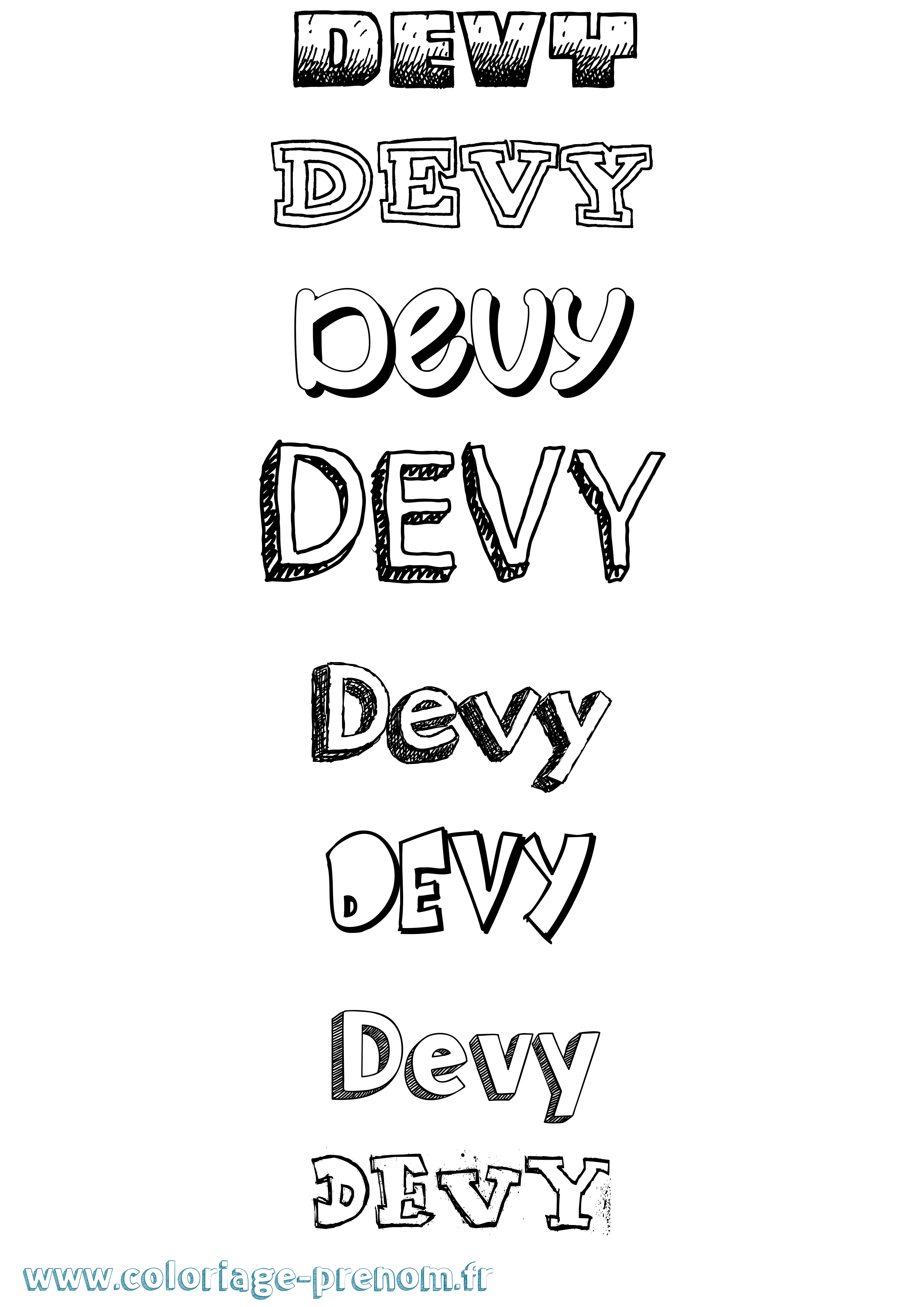 Coloriage Devy Dessiné Coloriage prénom Devy Dessiné