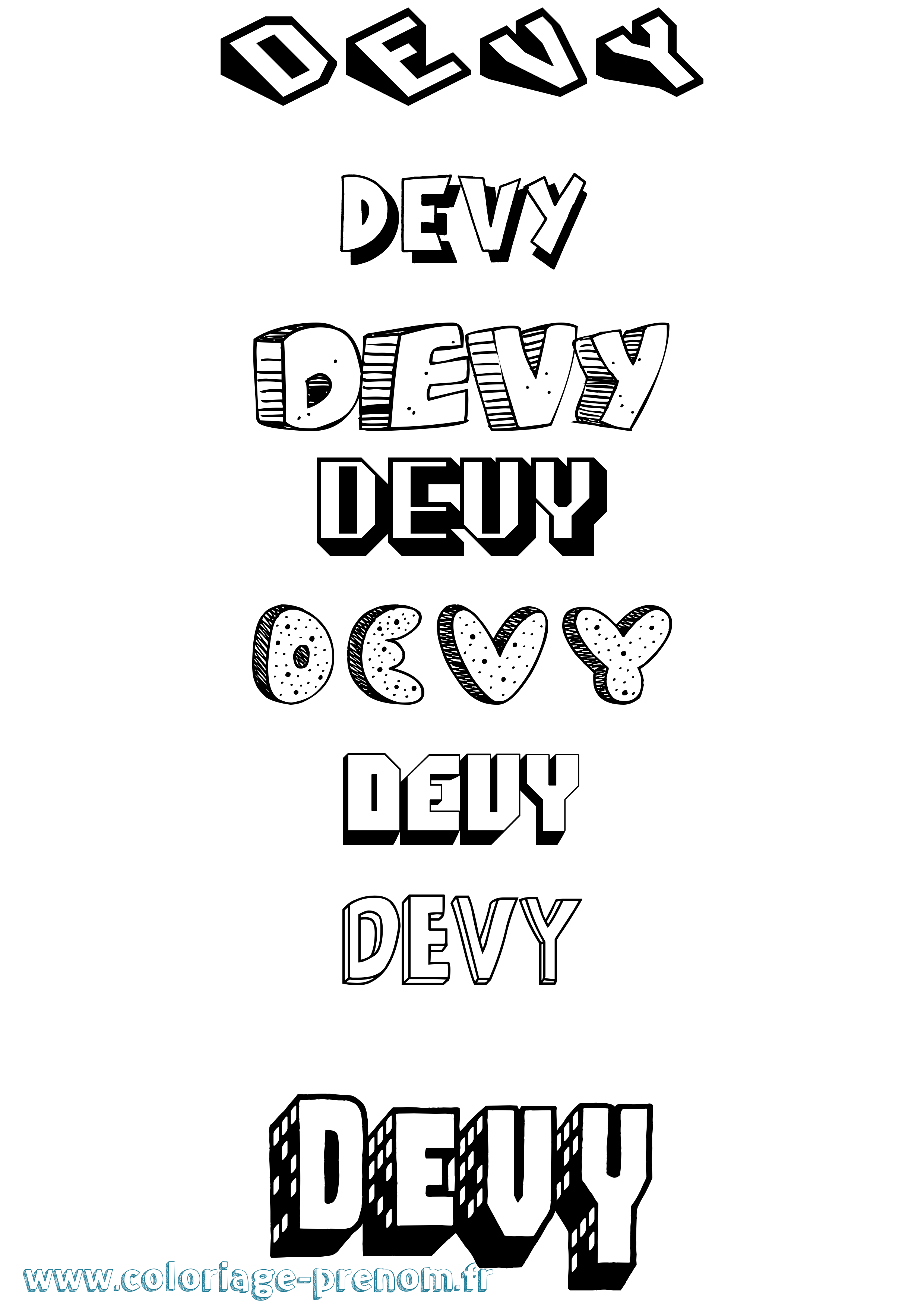 Coloriage Devy Effet 3D Coloriage prénom Devy Effet 3D