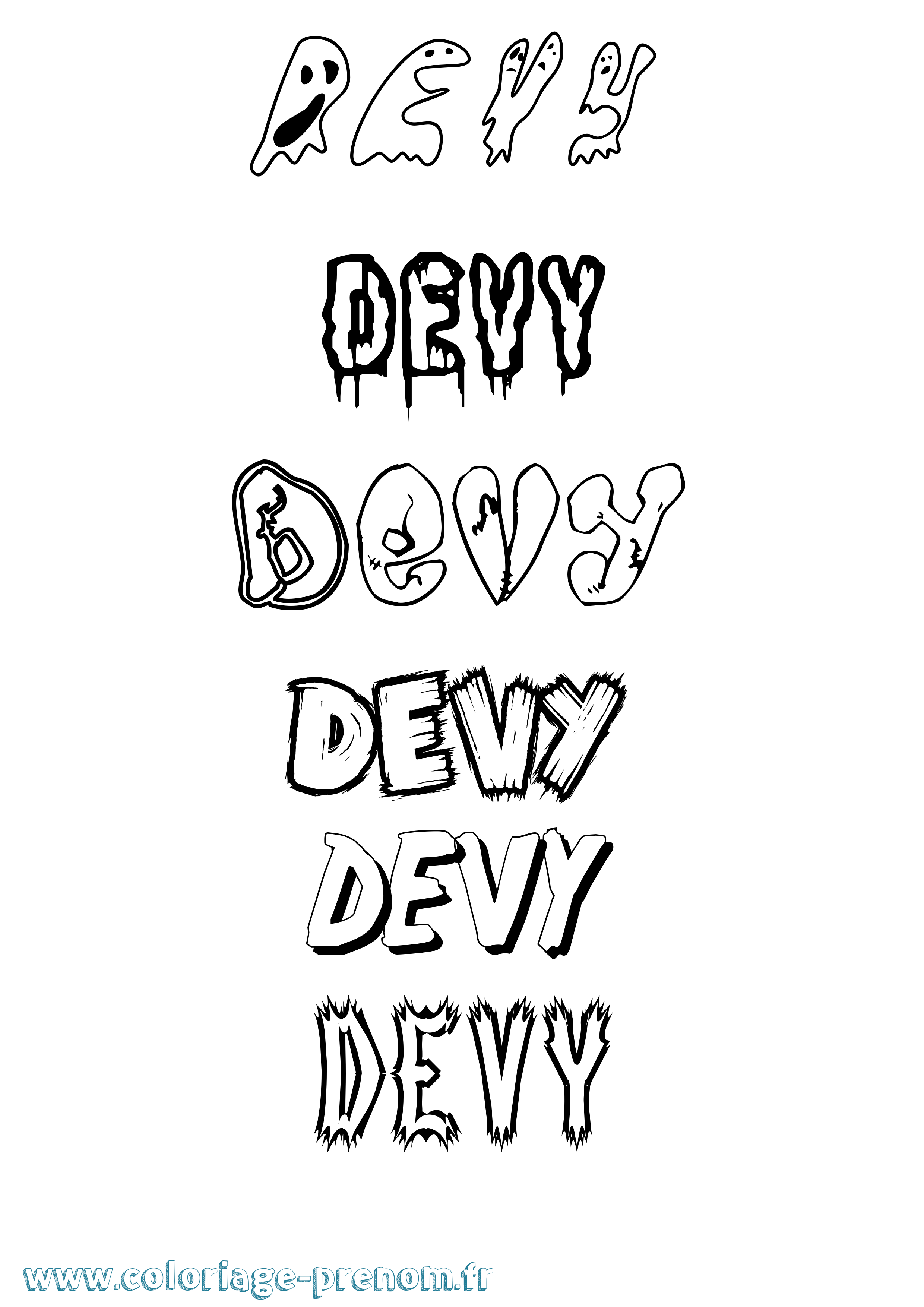 Coloriage Devy Frisson Coloriage prénom Devy Frisson