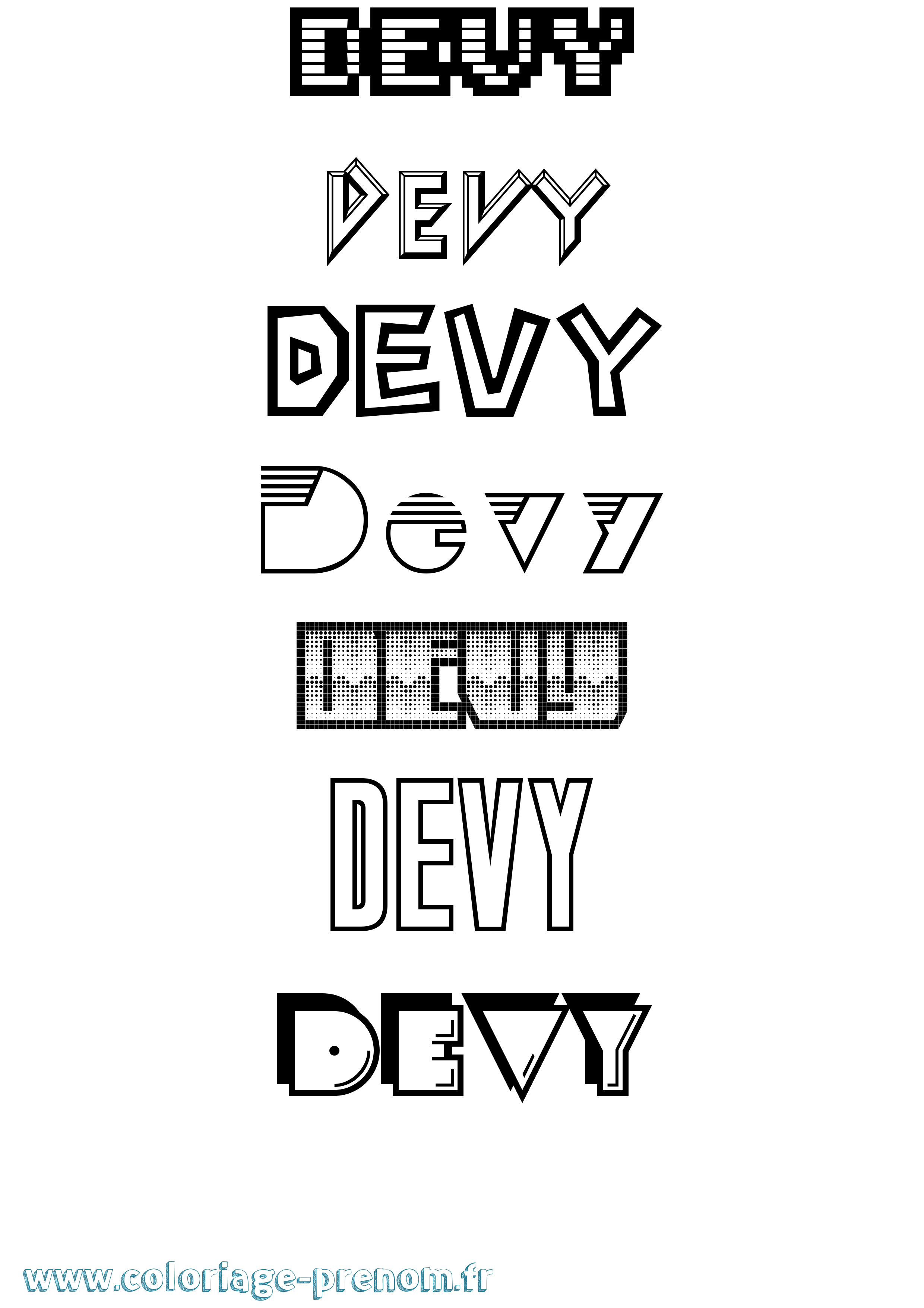Coloriage Devy Jeux Vidéos Coloriage prénom Devy Jeux Vidéos