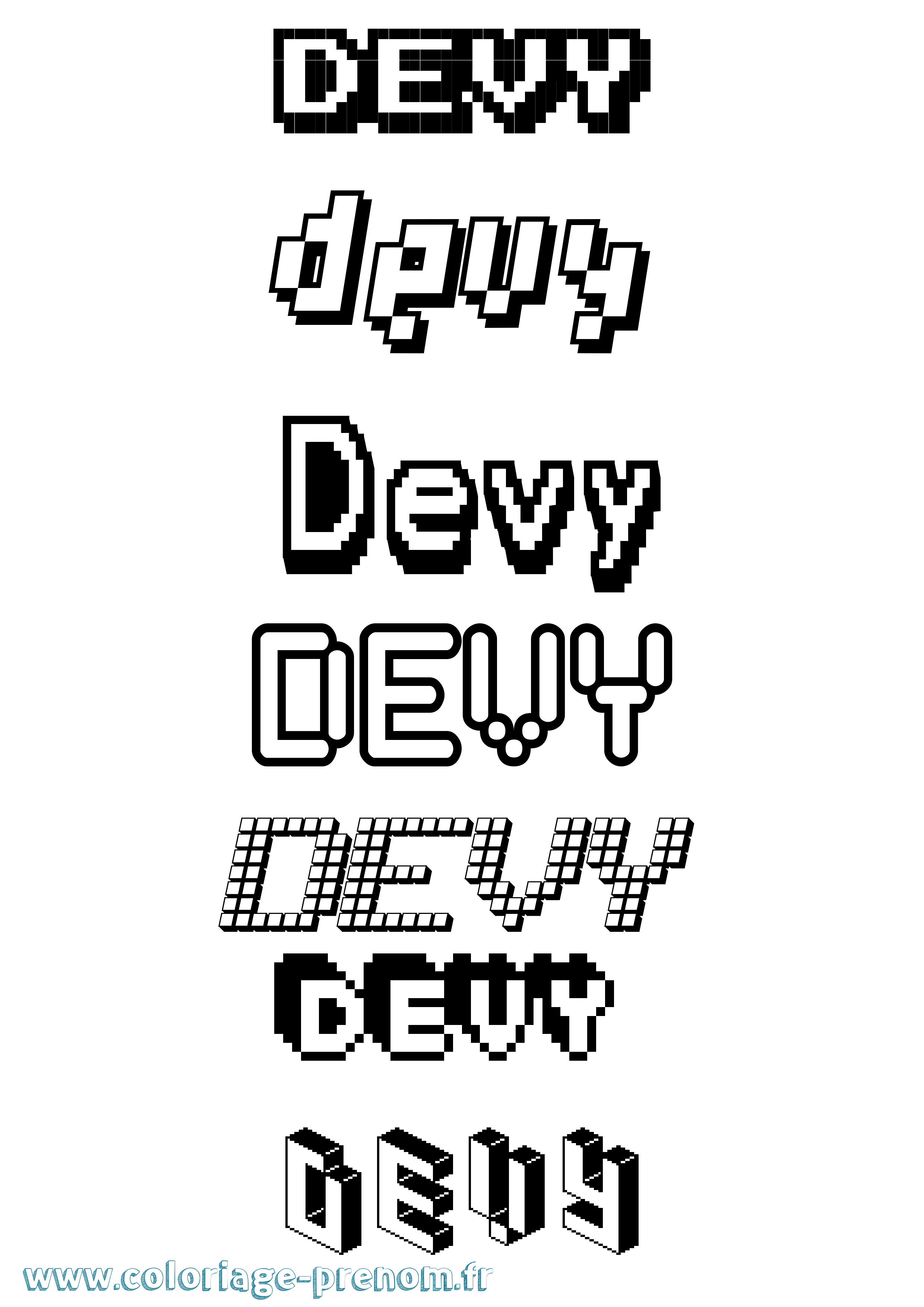 Coloriage Devy Pixel Coloriage prénom Devy Pixel