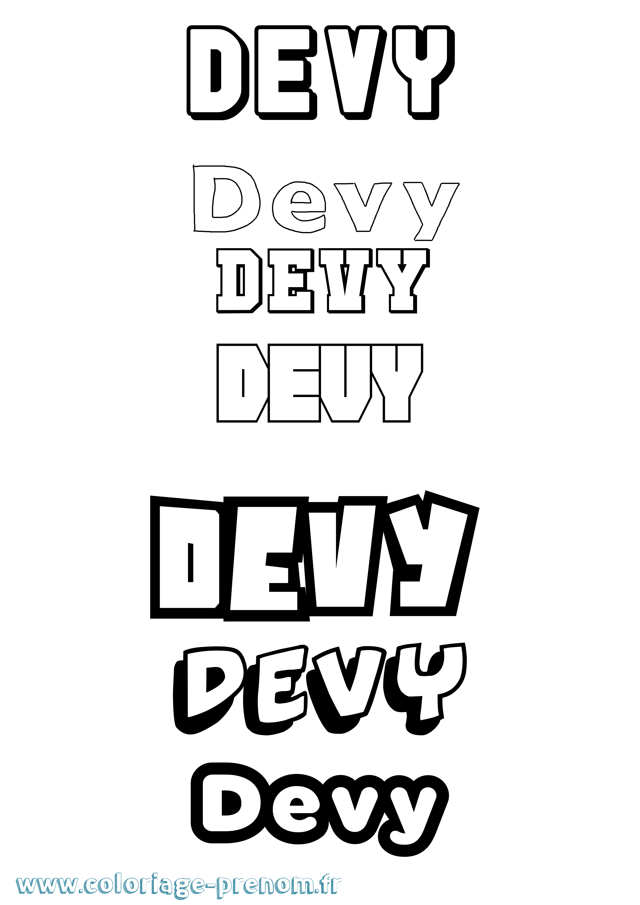 Coloriage Devy Simple Coloriage prénom Devy Simple