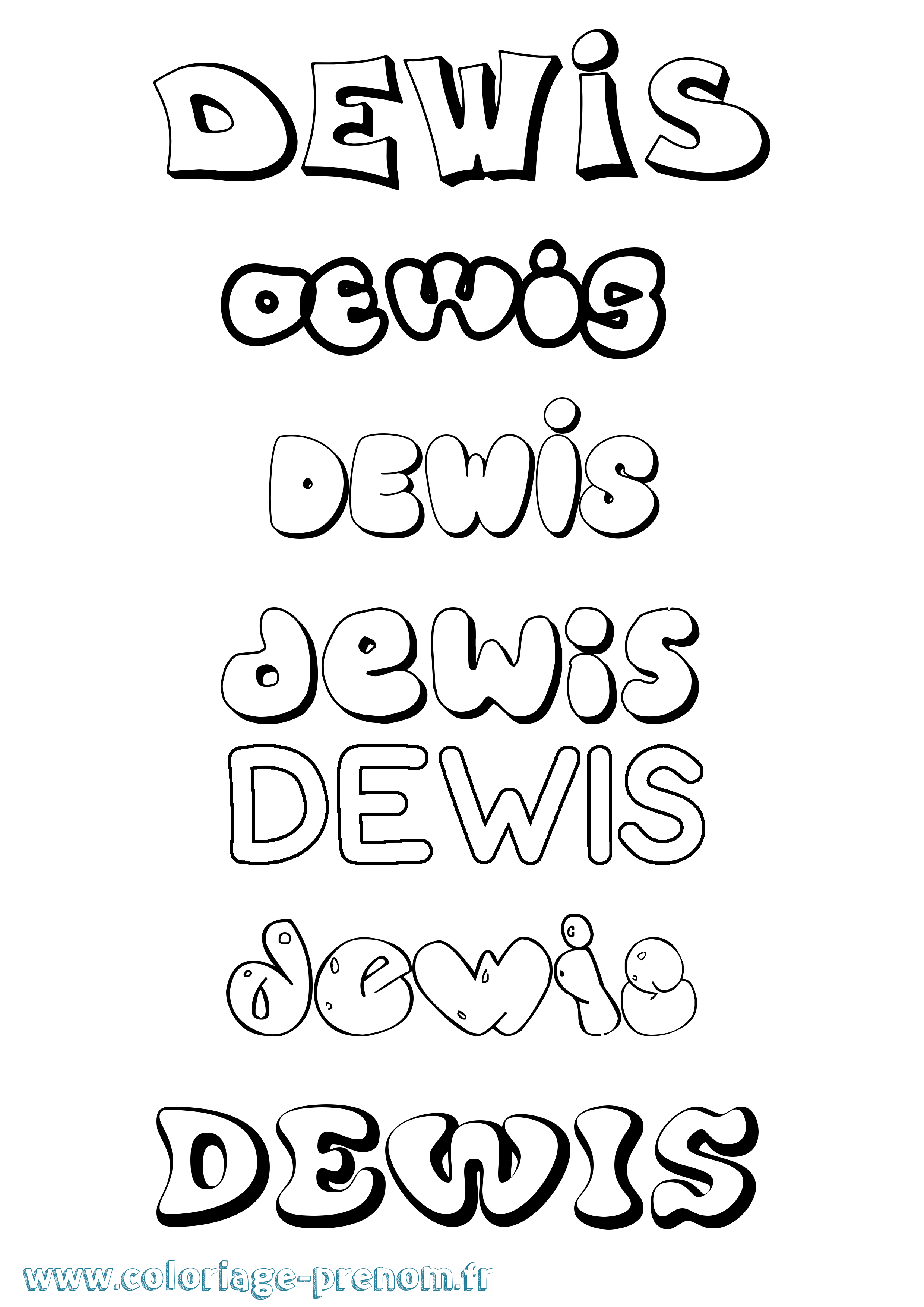Coloriage Dewis Bubble Coloriage prénom Dewis Bubble