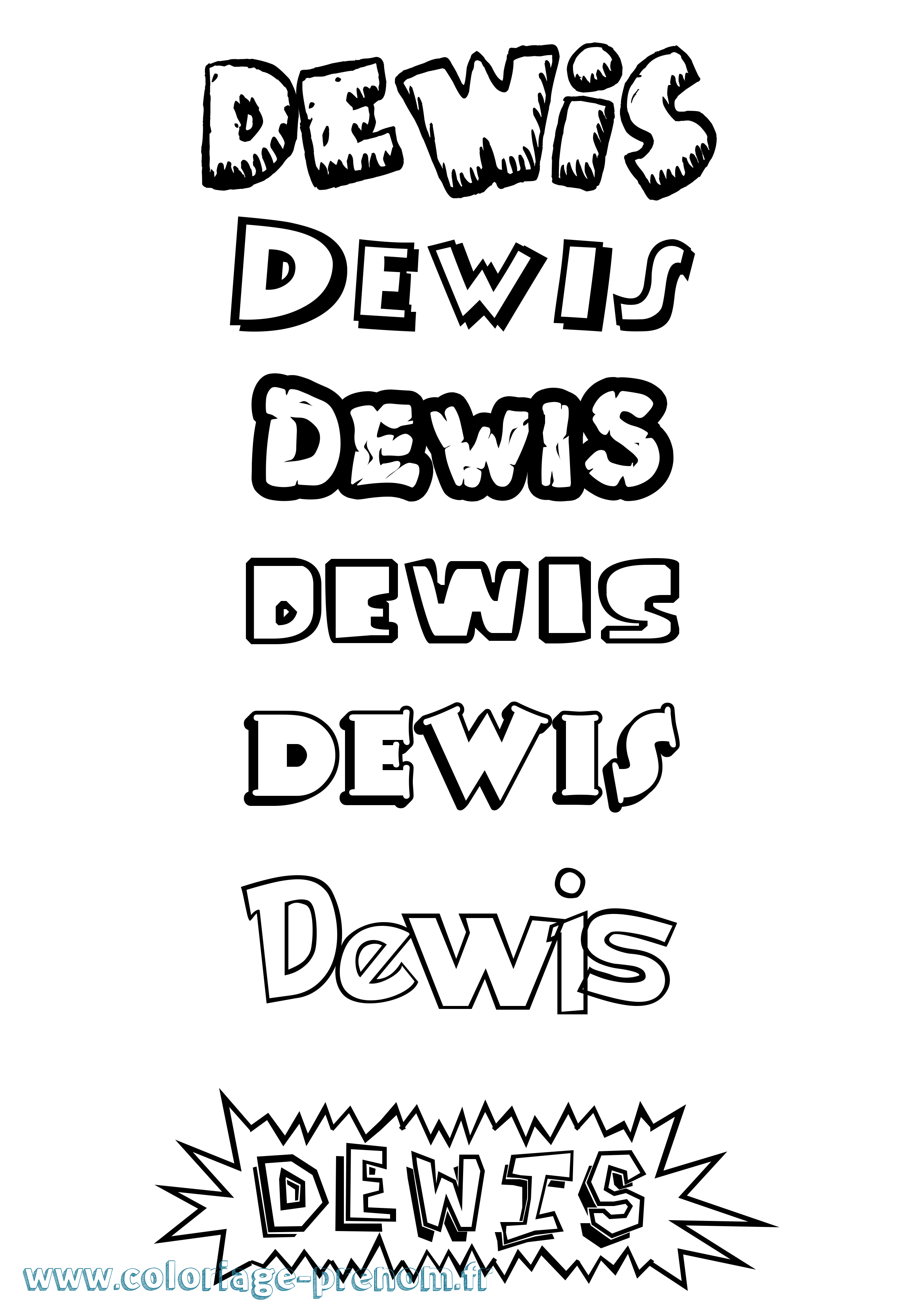 Coloriage Dewis Dessin Animé Coloriage prénom Dewis Dessin Animé