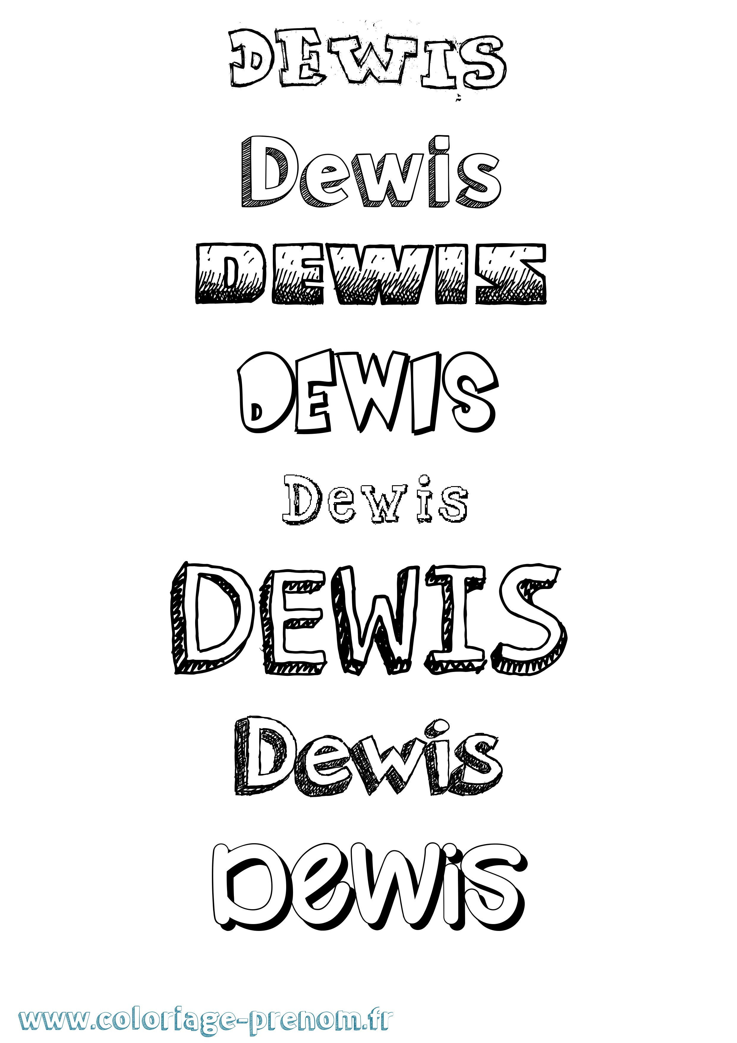 Coloriage Dewis Dessiné Coloriage prénom Dewis Dessiné