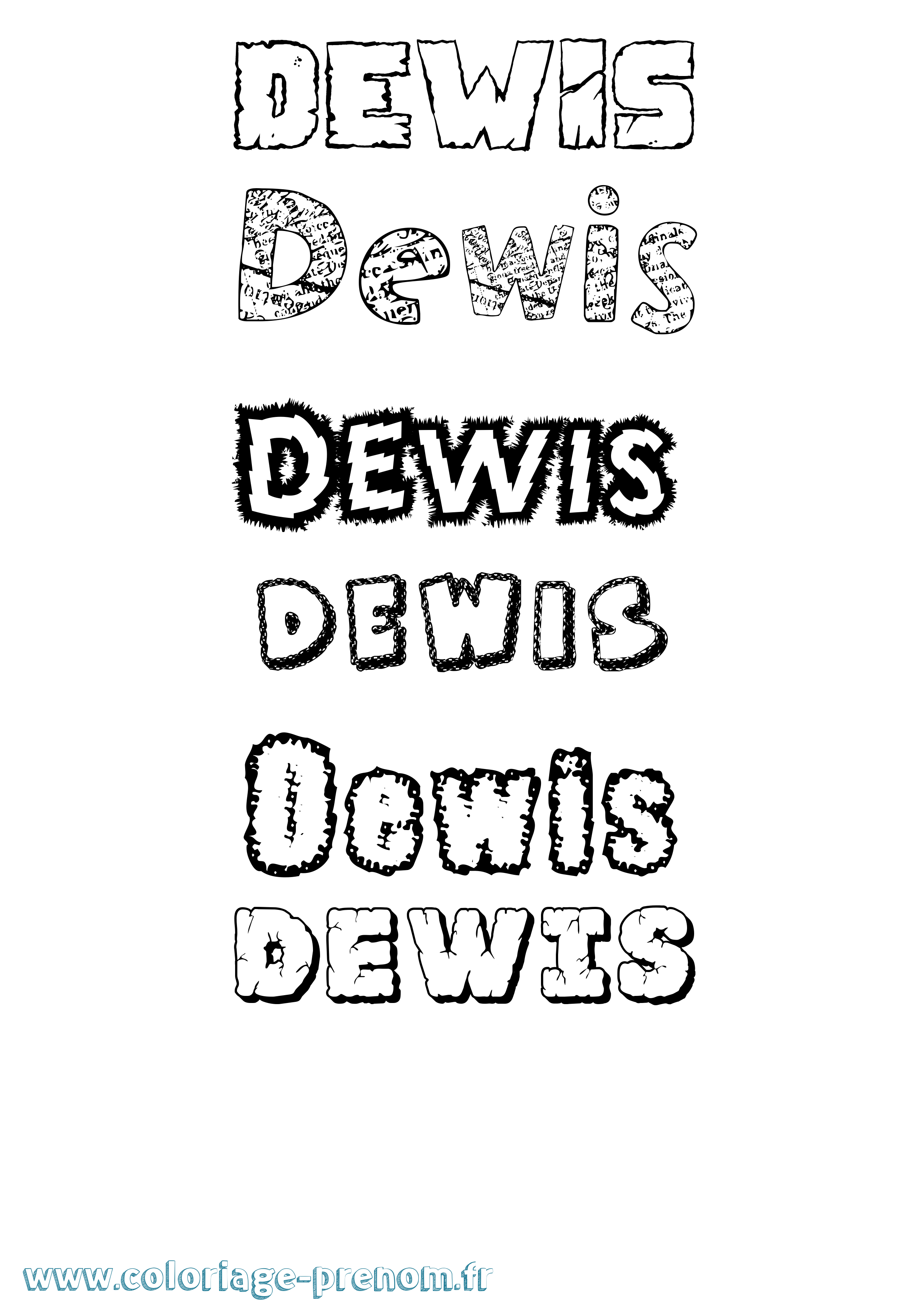 Coloriage Dewis Destructuré Coloriage prénom Dewis Destructuré