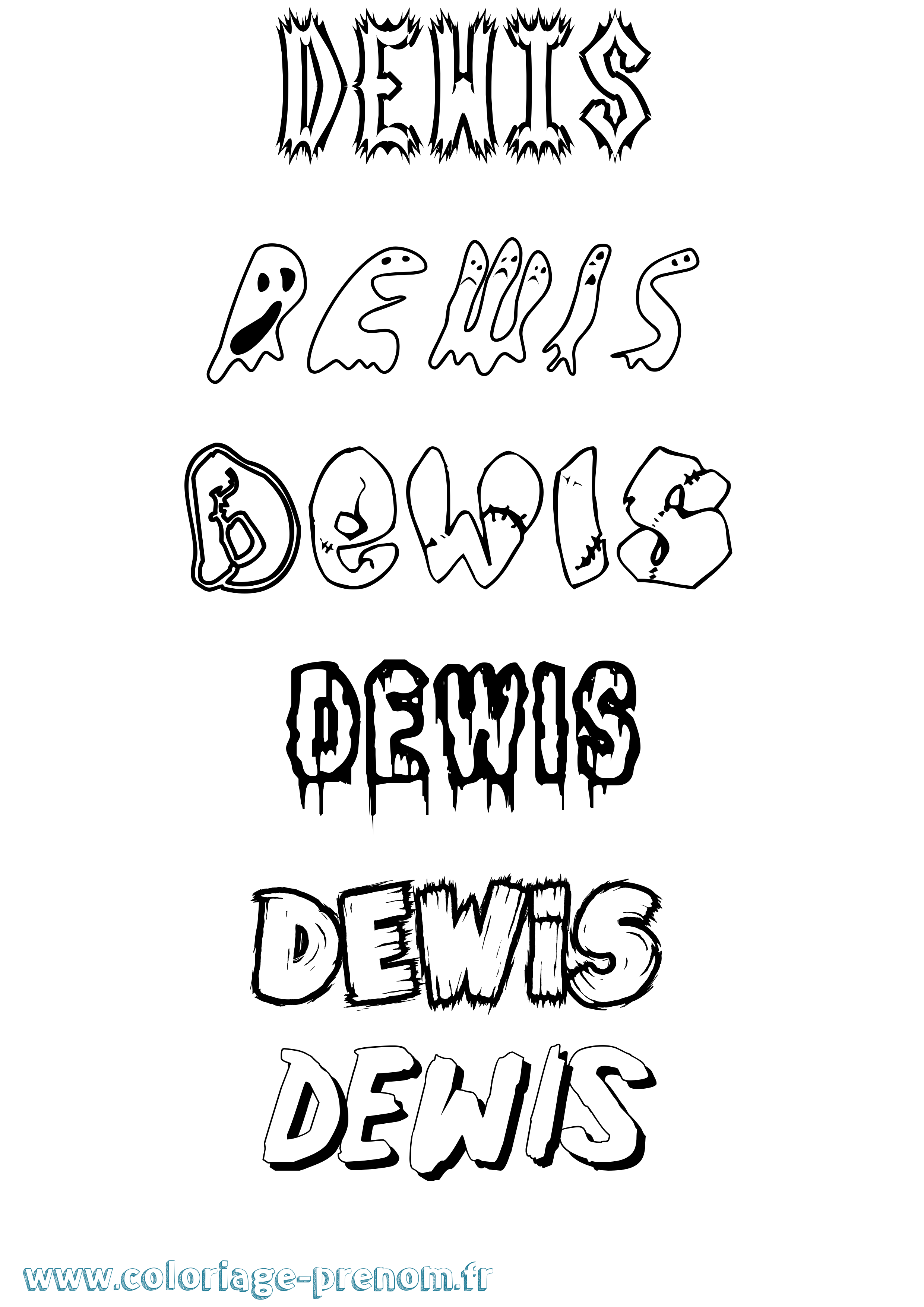 Coloriage Dewis Frisson Coloriage prénom Dewis Frisson
