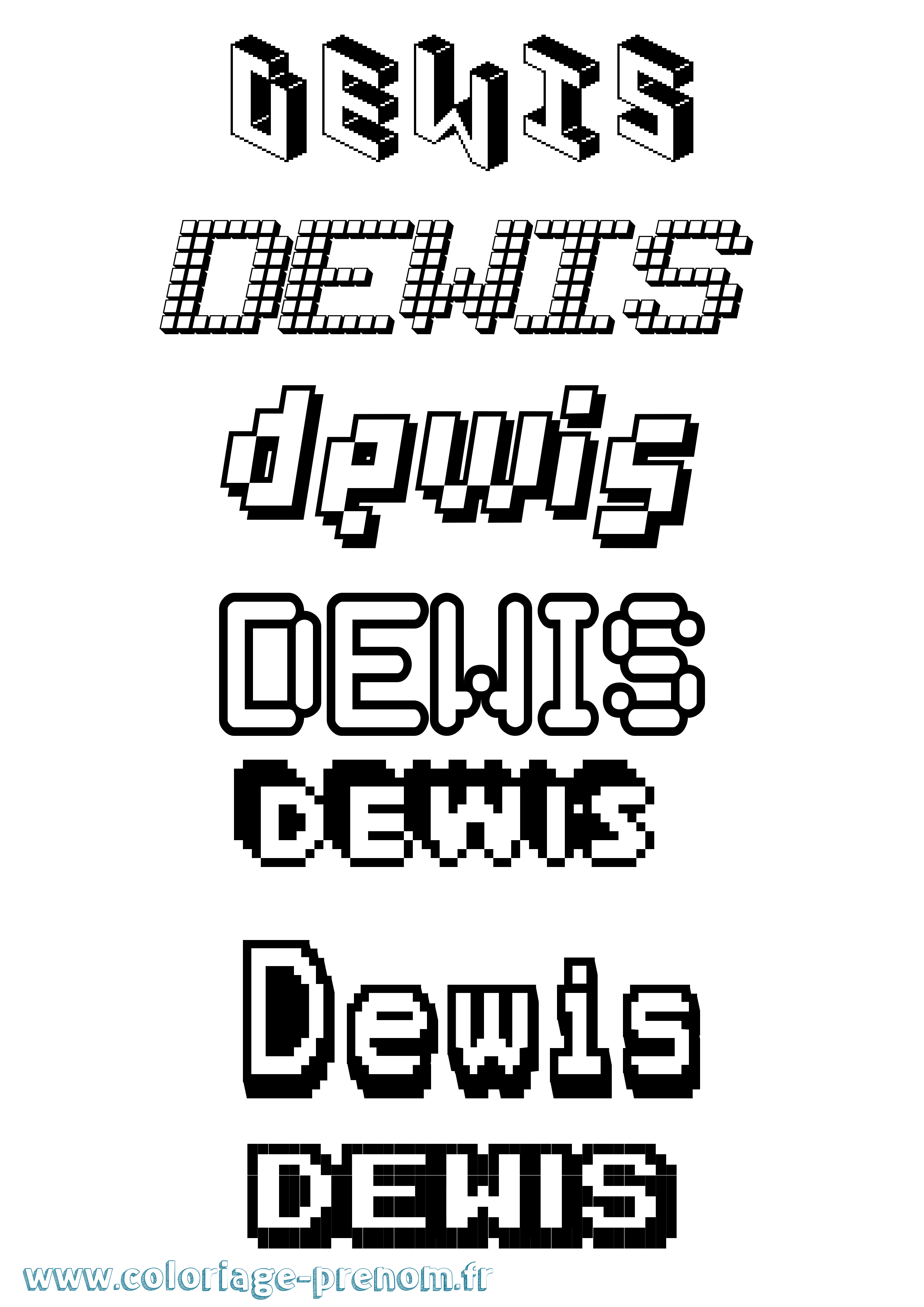 Coloriage Dewis Pixel Coloriage prénom Dewis Pixel