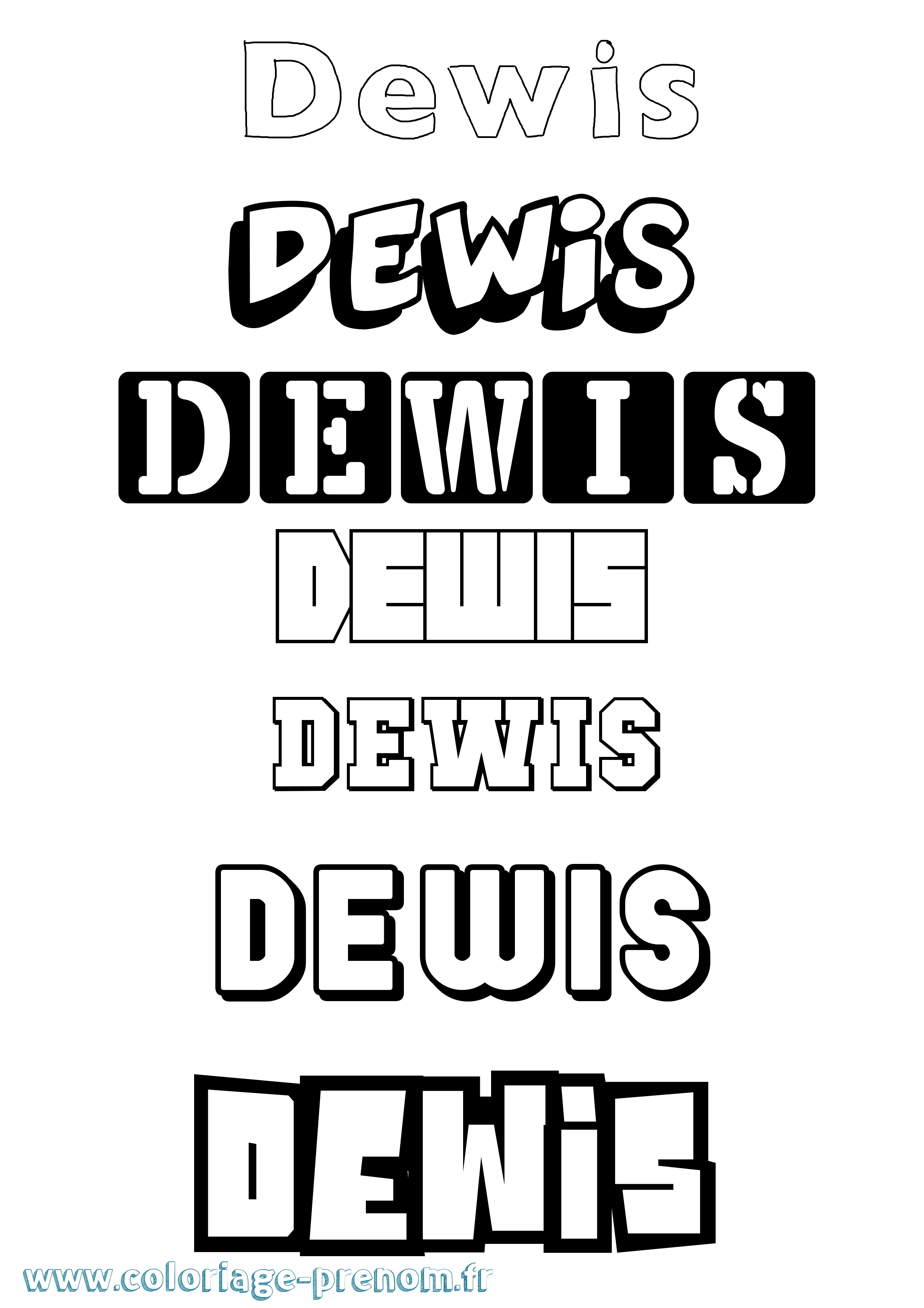 Coloriage Dewis Simple Coloriage prénom Dewis Simple