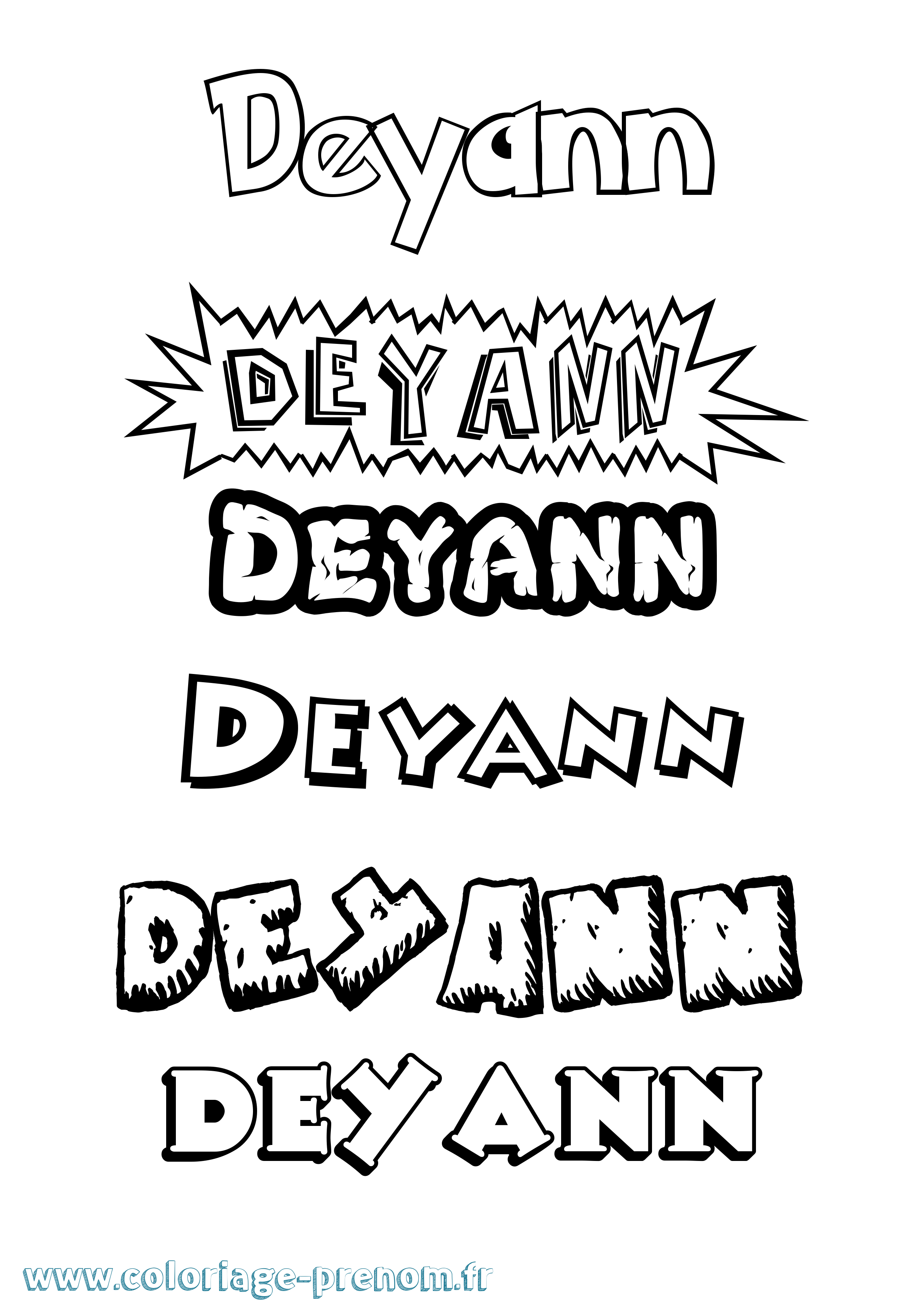 Coloriage Deyann Dessin Animé Coloriage prénom Deyann Dessin Animé