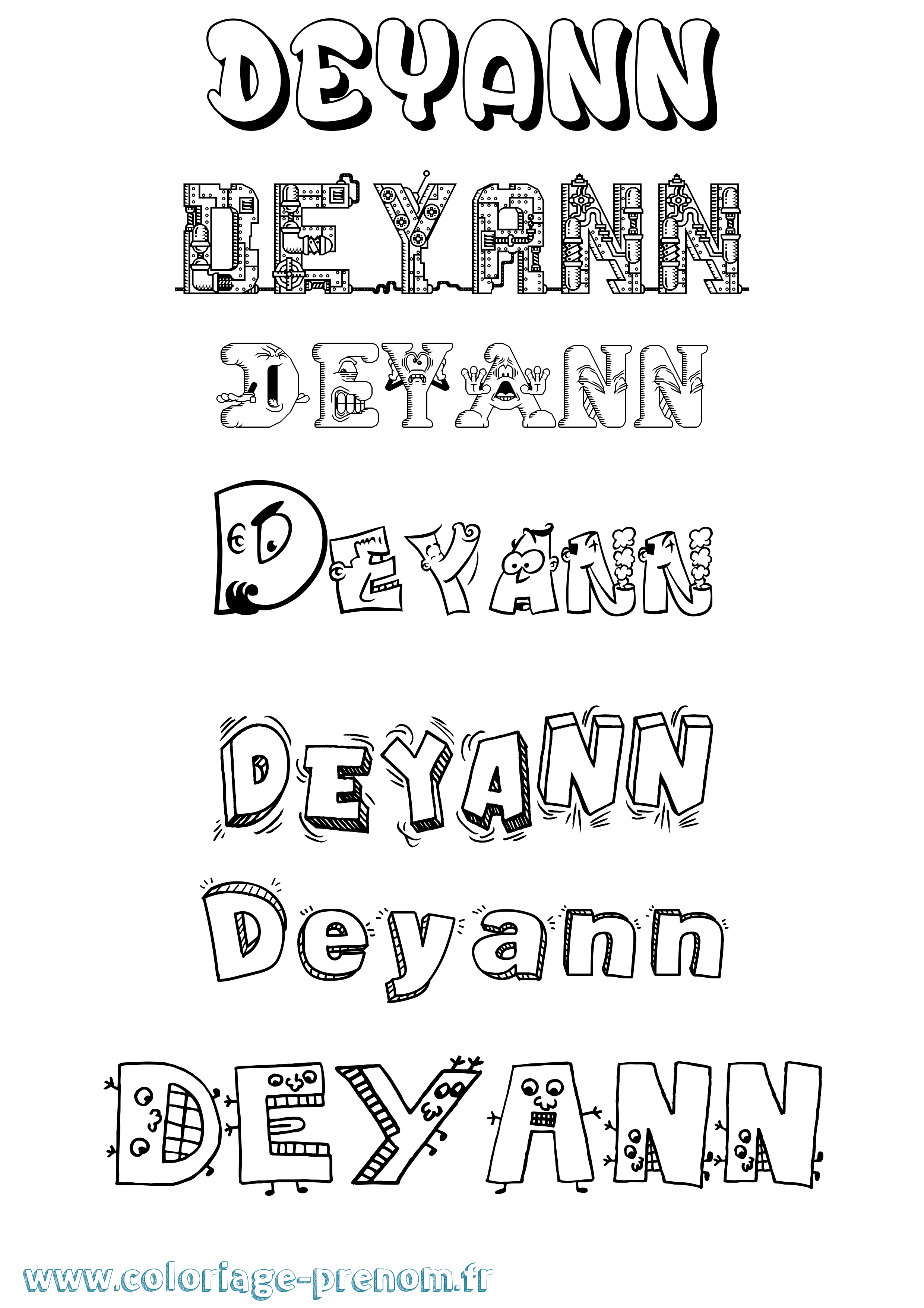 Coloriage Deyann Fun Coloriage prénom Deyann Fun