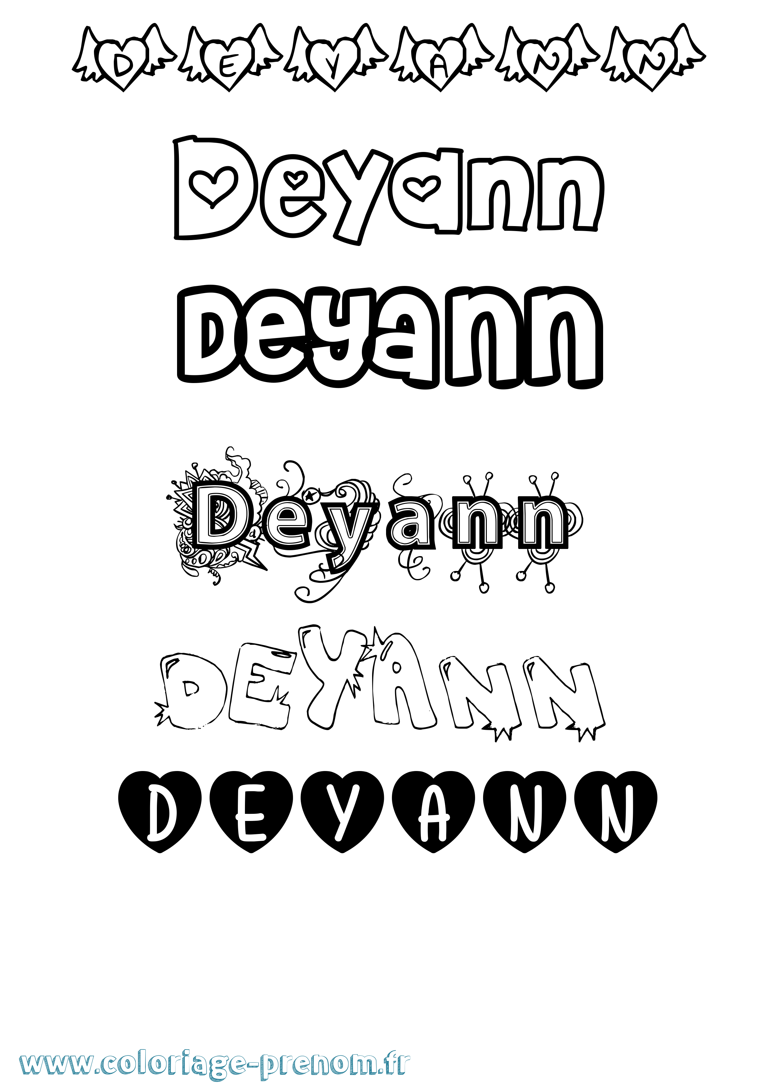 Coloriage Deyann Girly Coloriage prénom Deyann Girly