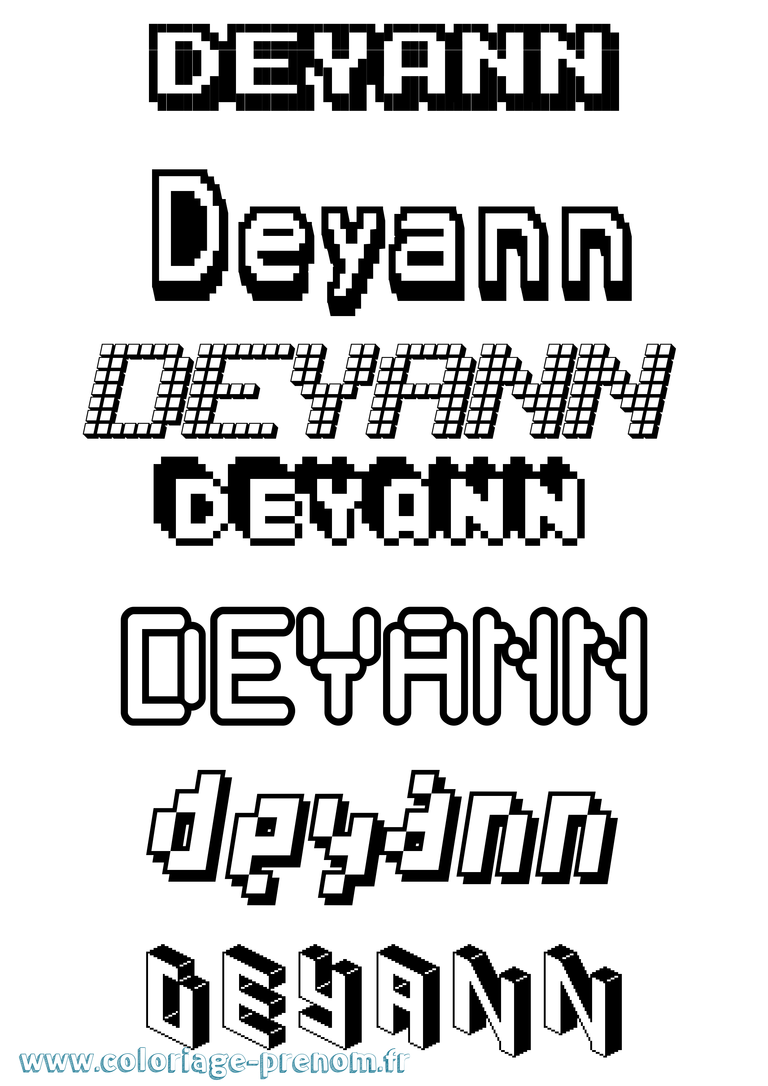 Coloriage Deyann Pixel Coloriage prénom Deyann Pixel