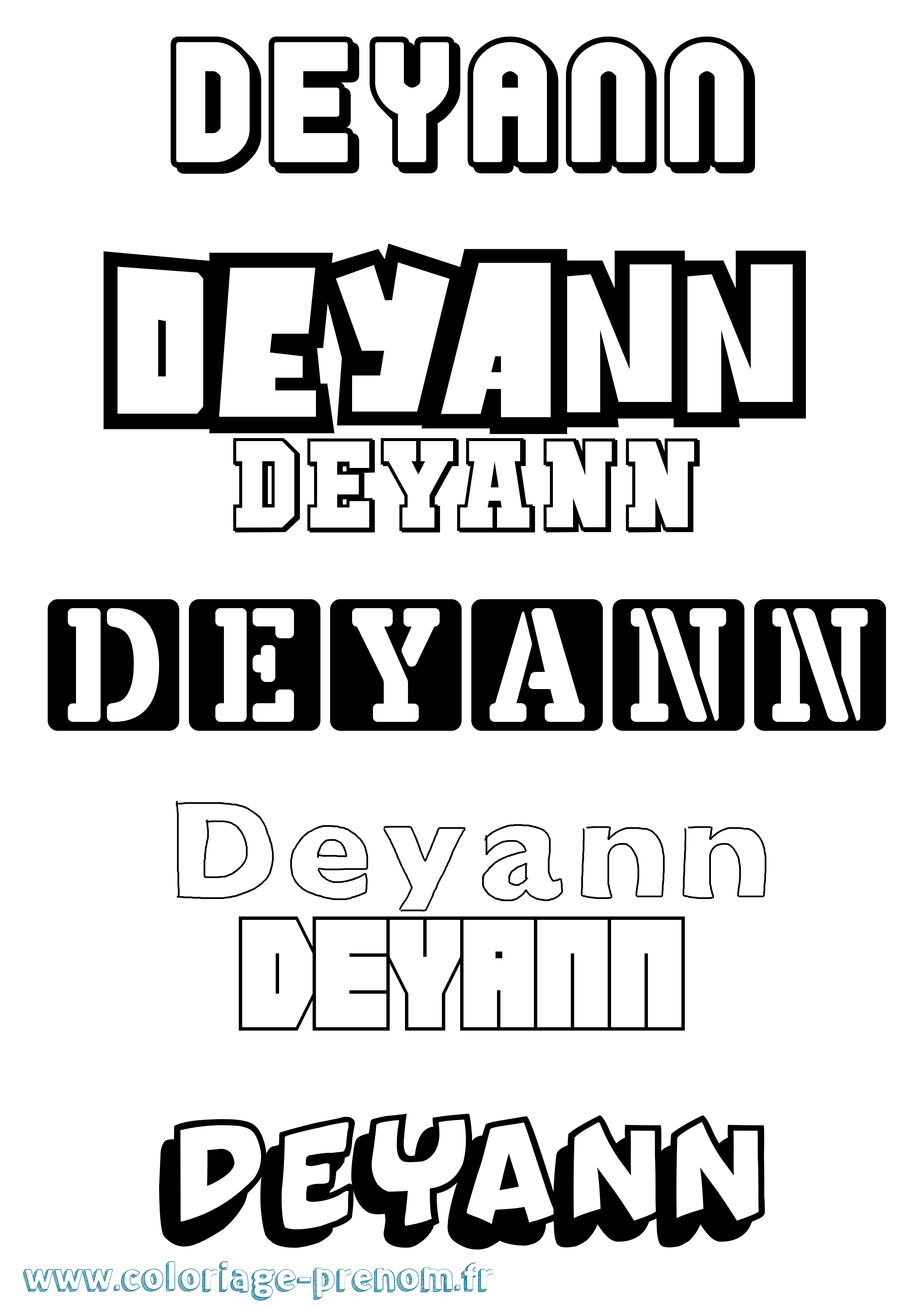 Coloriage Deyann Simple Coloriage prénom Deyann Simple