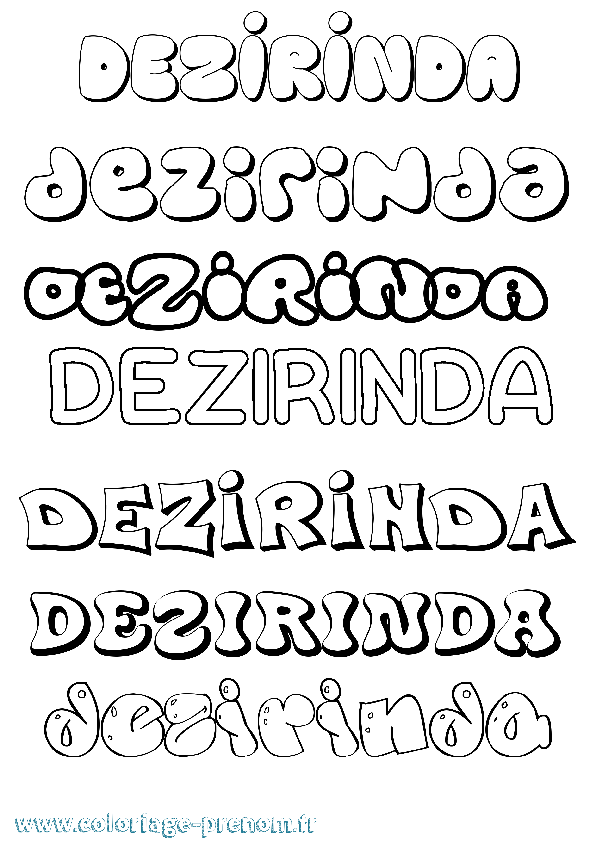 Coloriage Dezirinda Bubble Coloriage prénom Dezirinda Bubble
