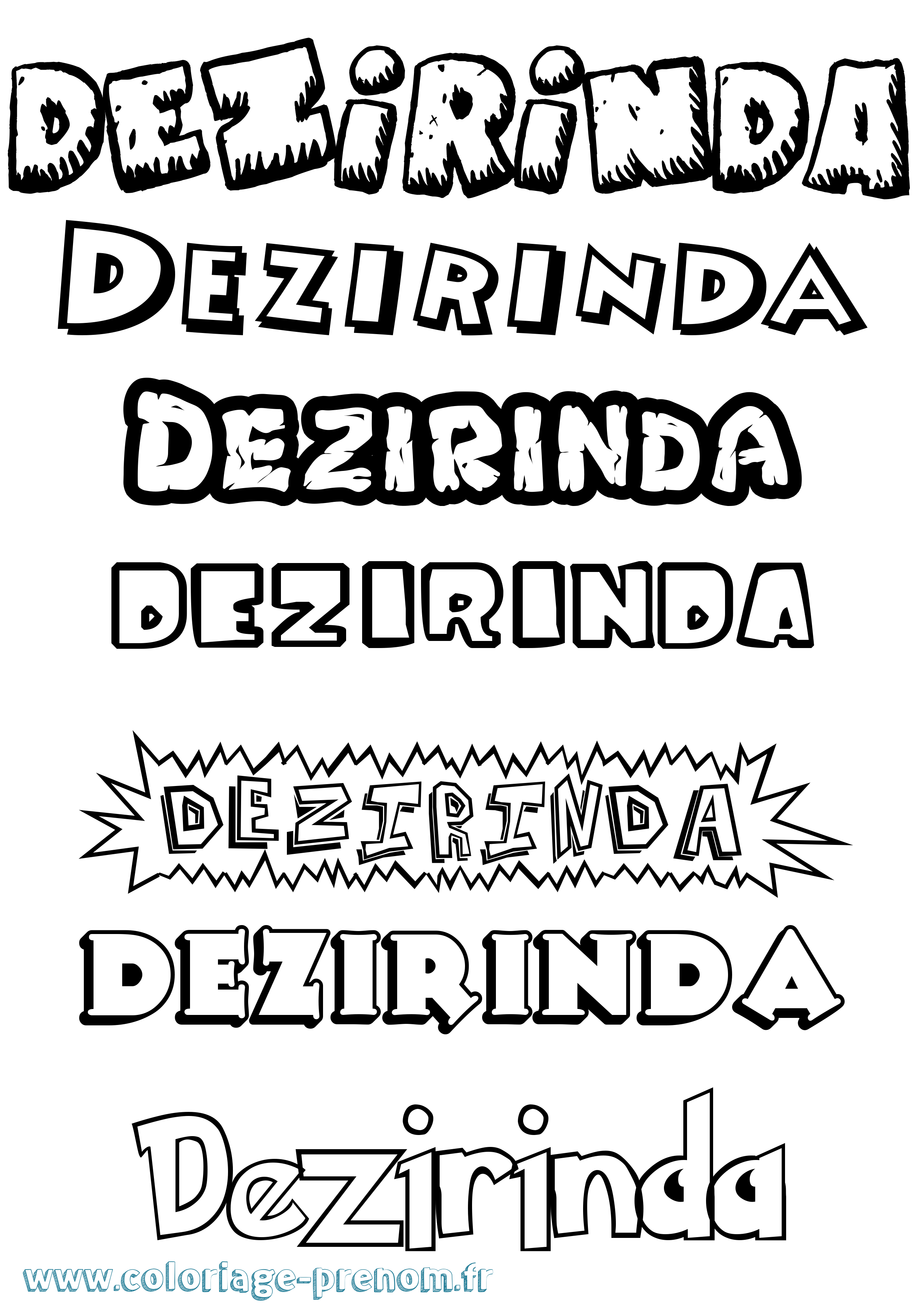 Coloriage Dezirinda Dessin Animé Coloriage prénom Dezirinda Dessin Animé