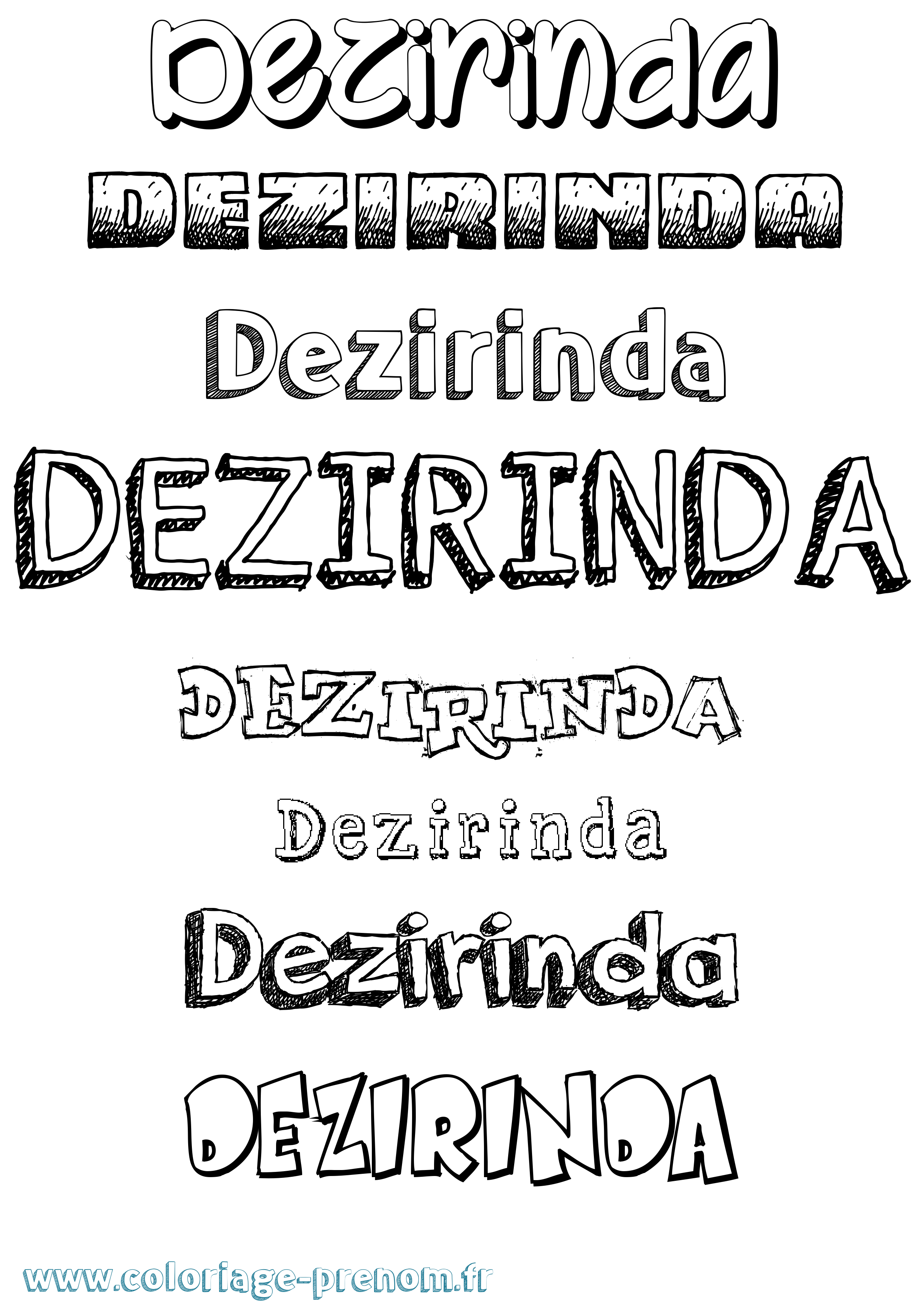 Coloriage Dezirinda Dessiné Coloriage prénom Dezirinda Dessiné