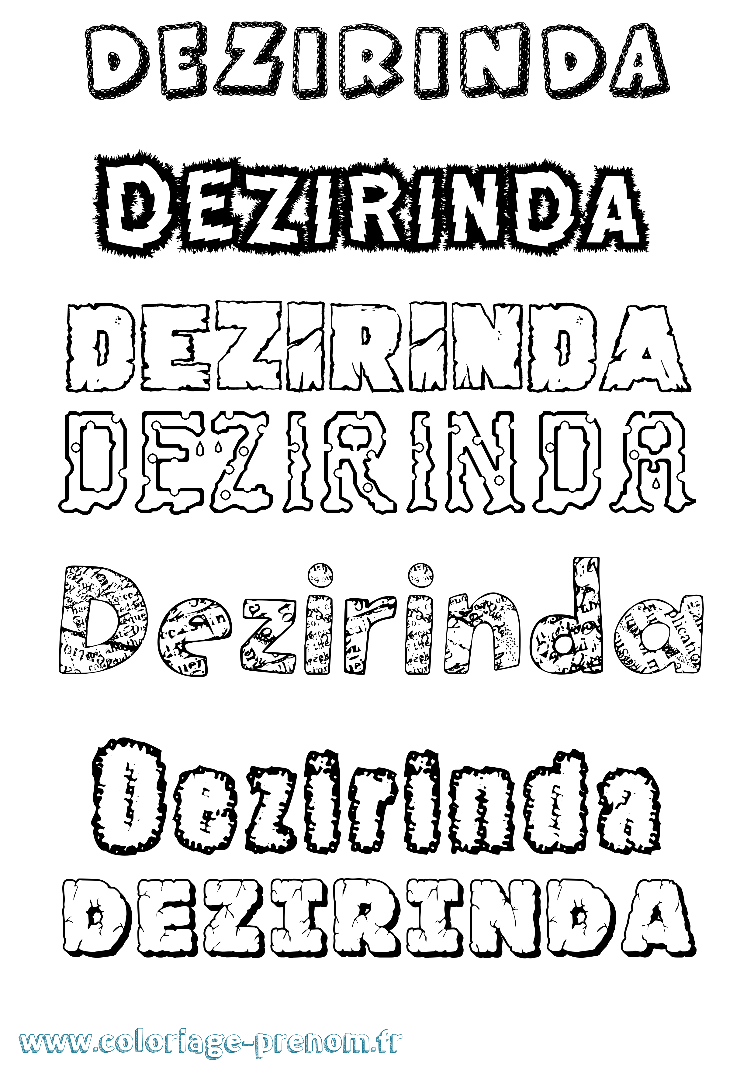 Coloriage Dezirinda Destructuré Coloriage prénom Dezirinda Destructuré