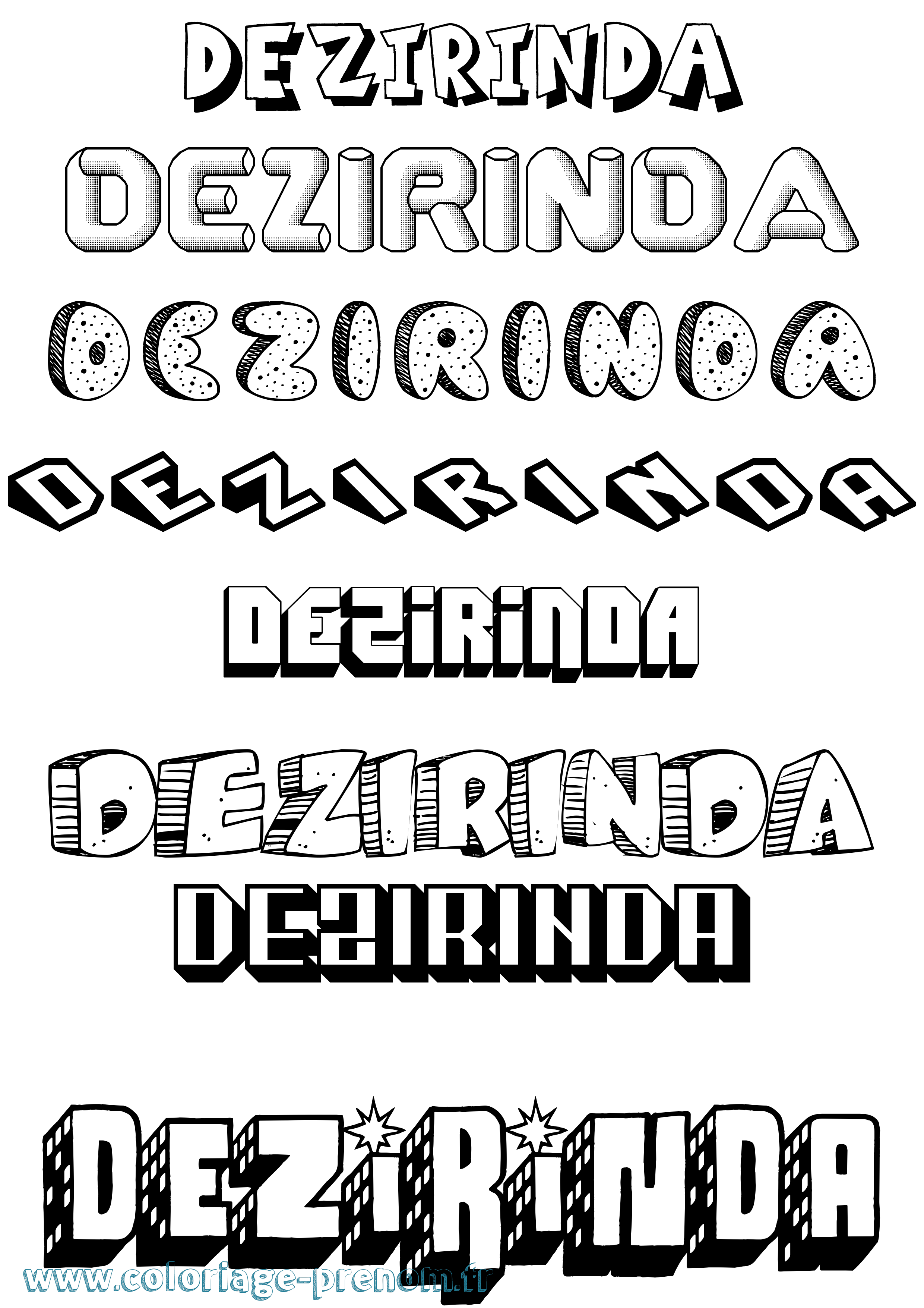 Coloriage Dezirinda Effet 3D Coloriage prénom Dezirinda Effet 3D