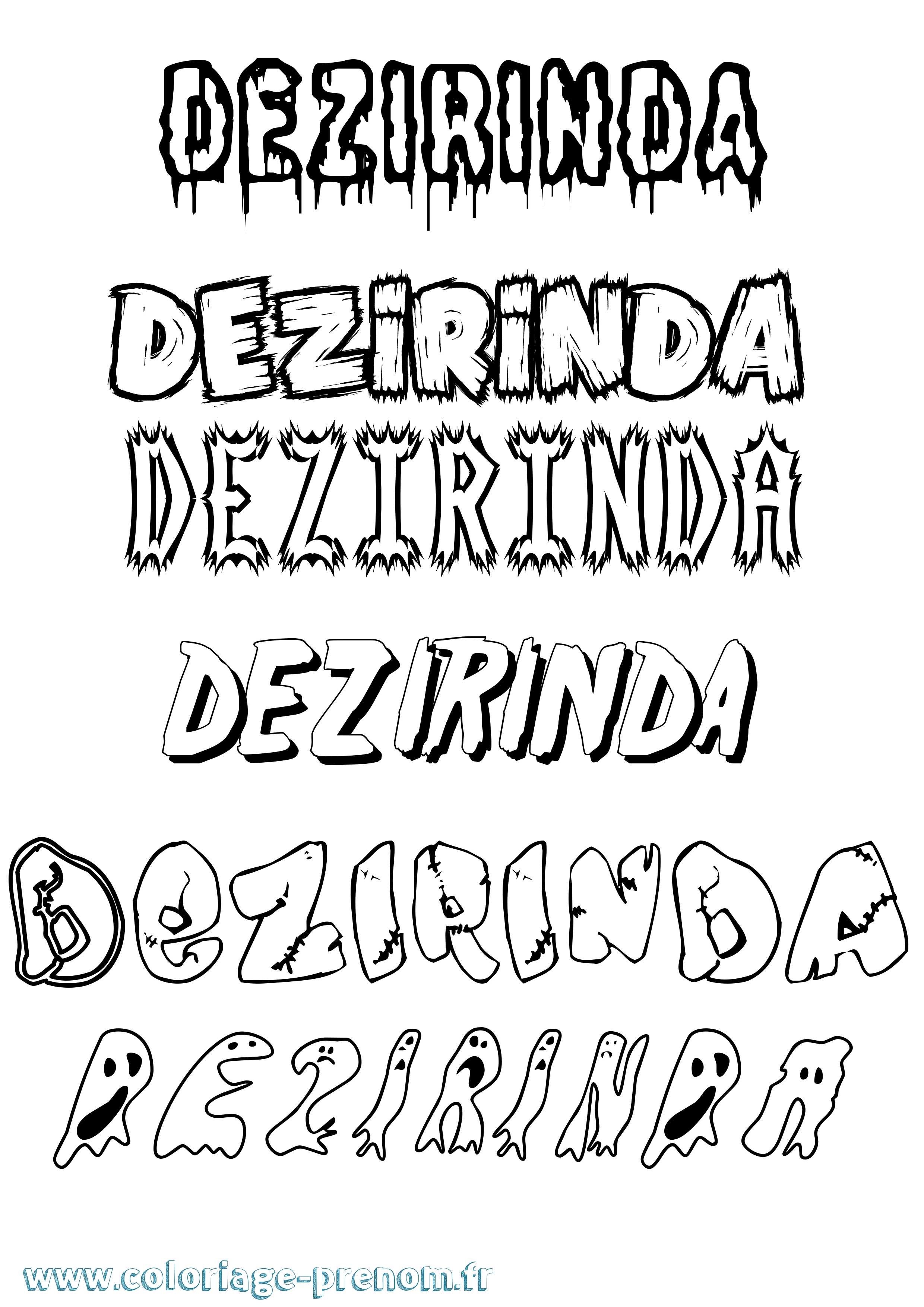 Coloriage Dezirinda Frisson Coloriage prénom Dezirinda Frisson