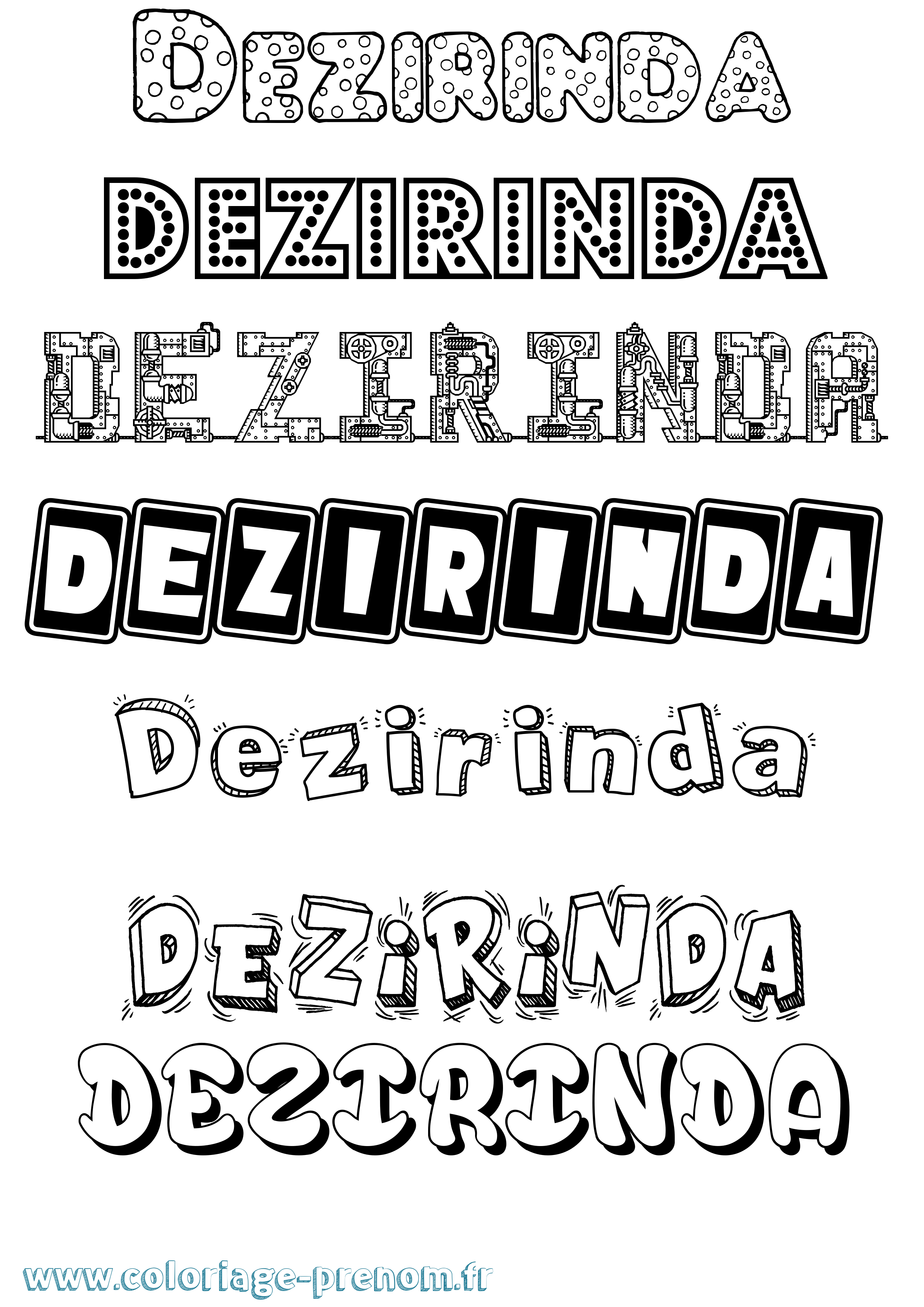 Coloriage Dezirinda Fun Coloriage prénom Dezirinda Fun