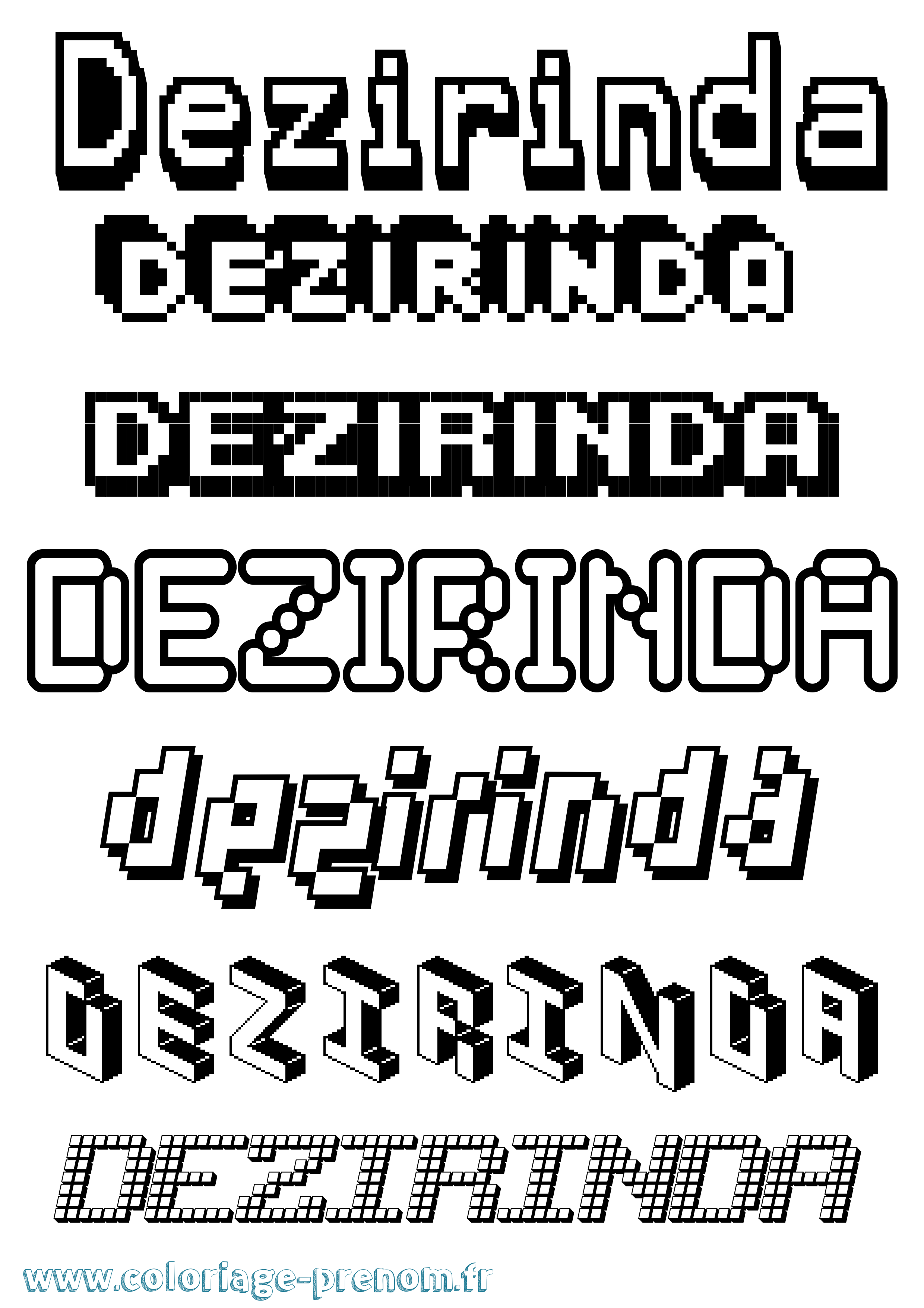 Coloriage Dezirinda Pixel Coloriage prénom Dezirinda Pixel