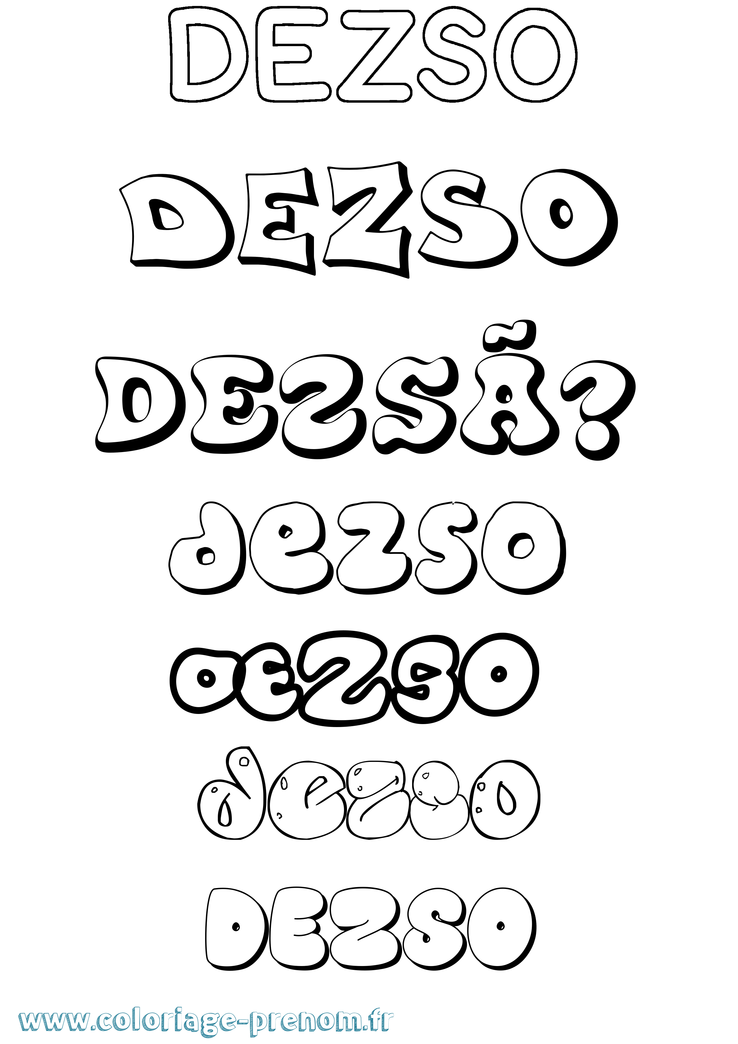Coloriage Dezsõ Bubble Coloriage prénom Dezsõ Bubble