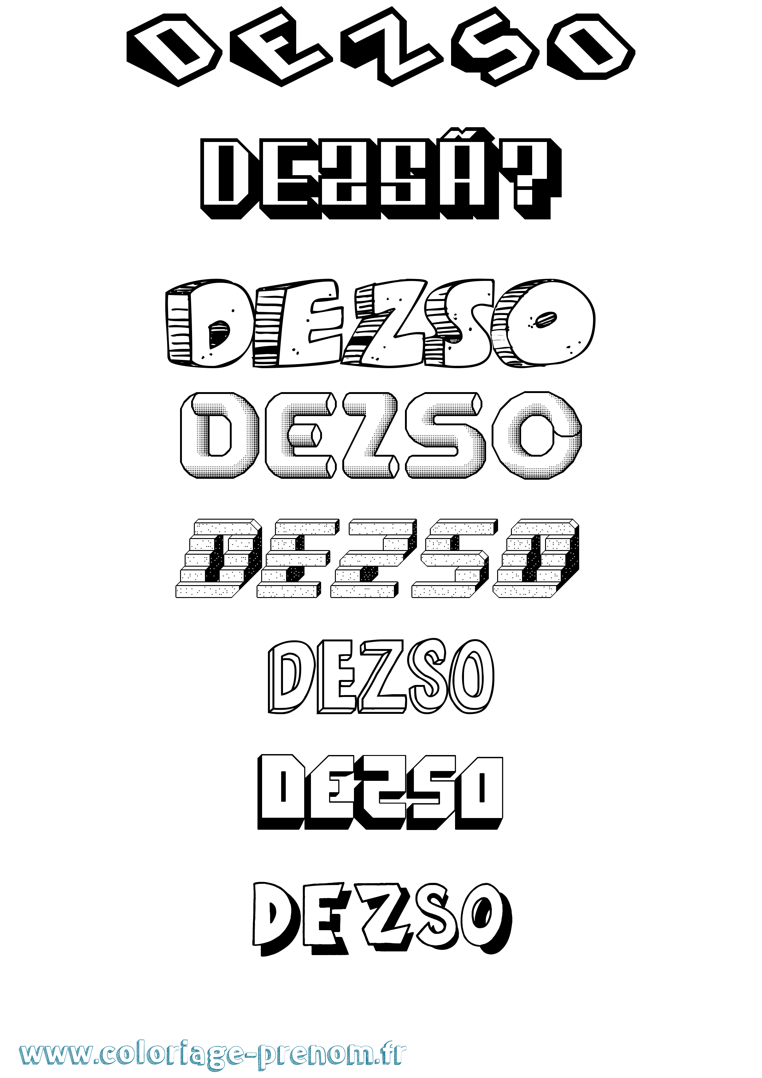 Coloriage Dezsõ Effet 3D Coloriage prénom Dezsõ Effet 3D