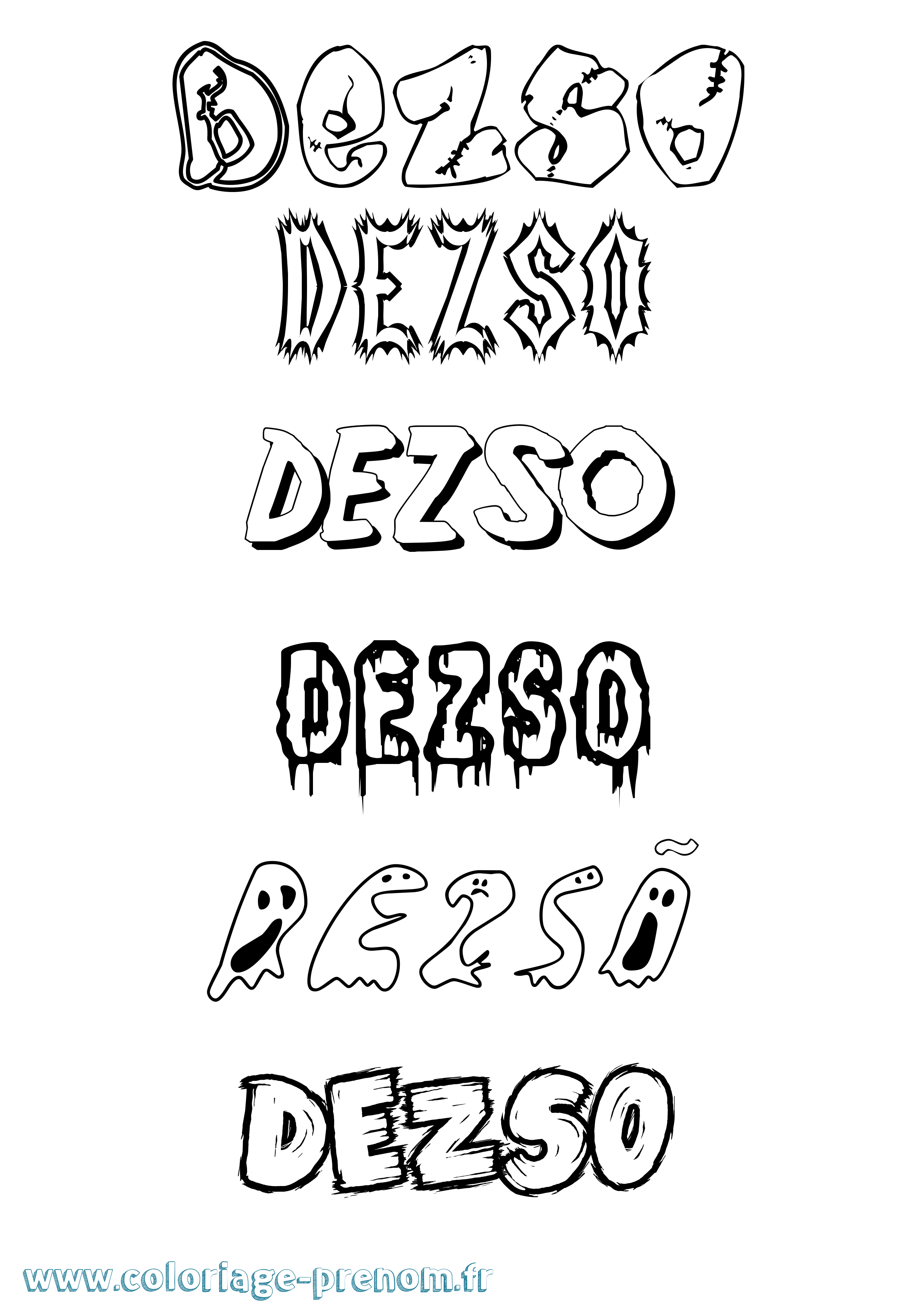 Coloriage Dezsõ Frisson Coloriage prénom Dezsõ Frisson
