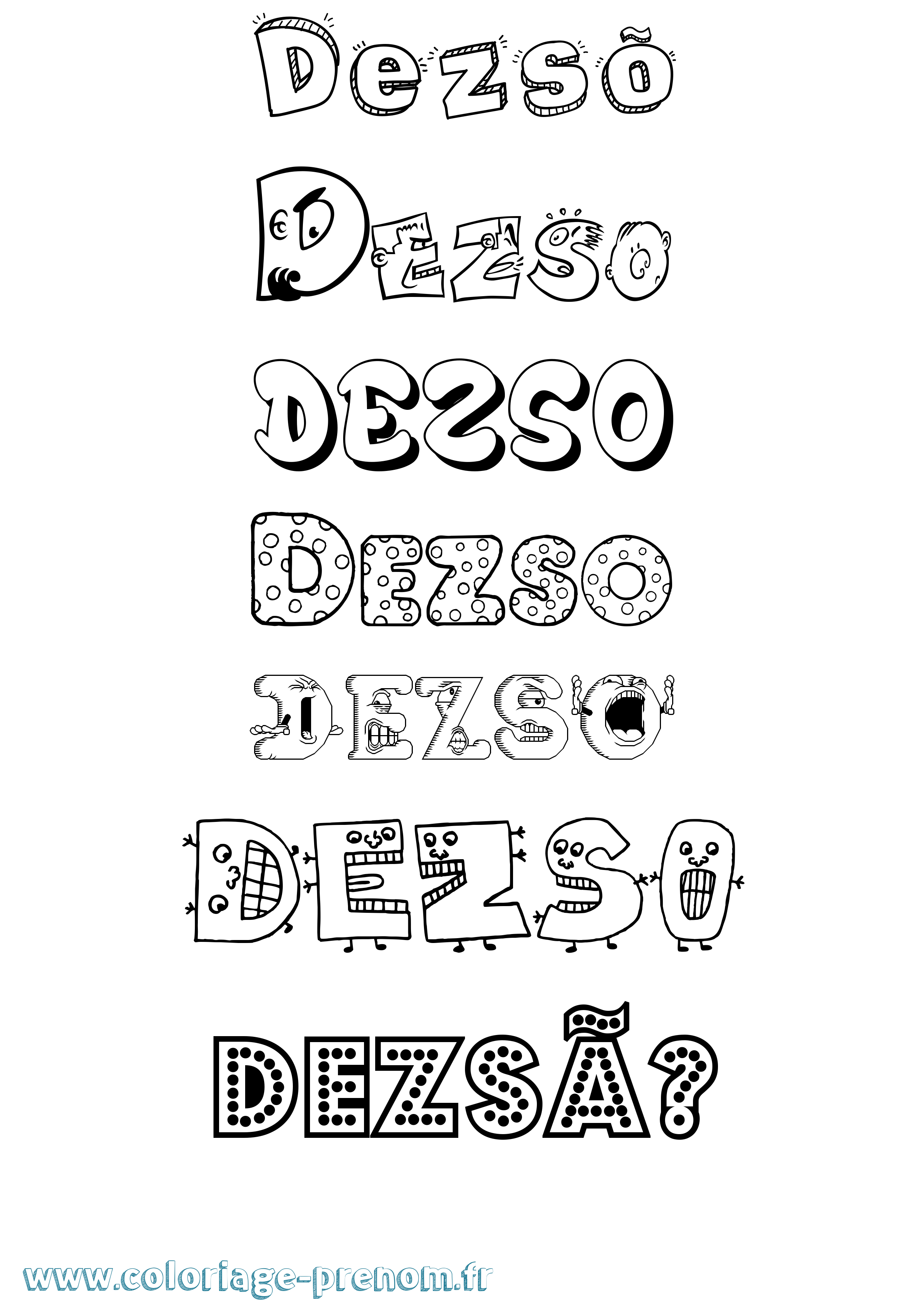 Coloriage Dezsõ Fun Coloriage prénom Dezsõ Fun