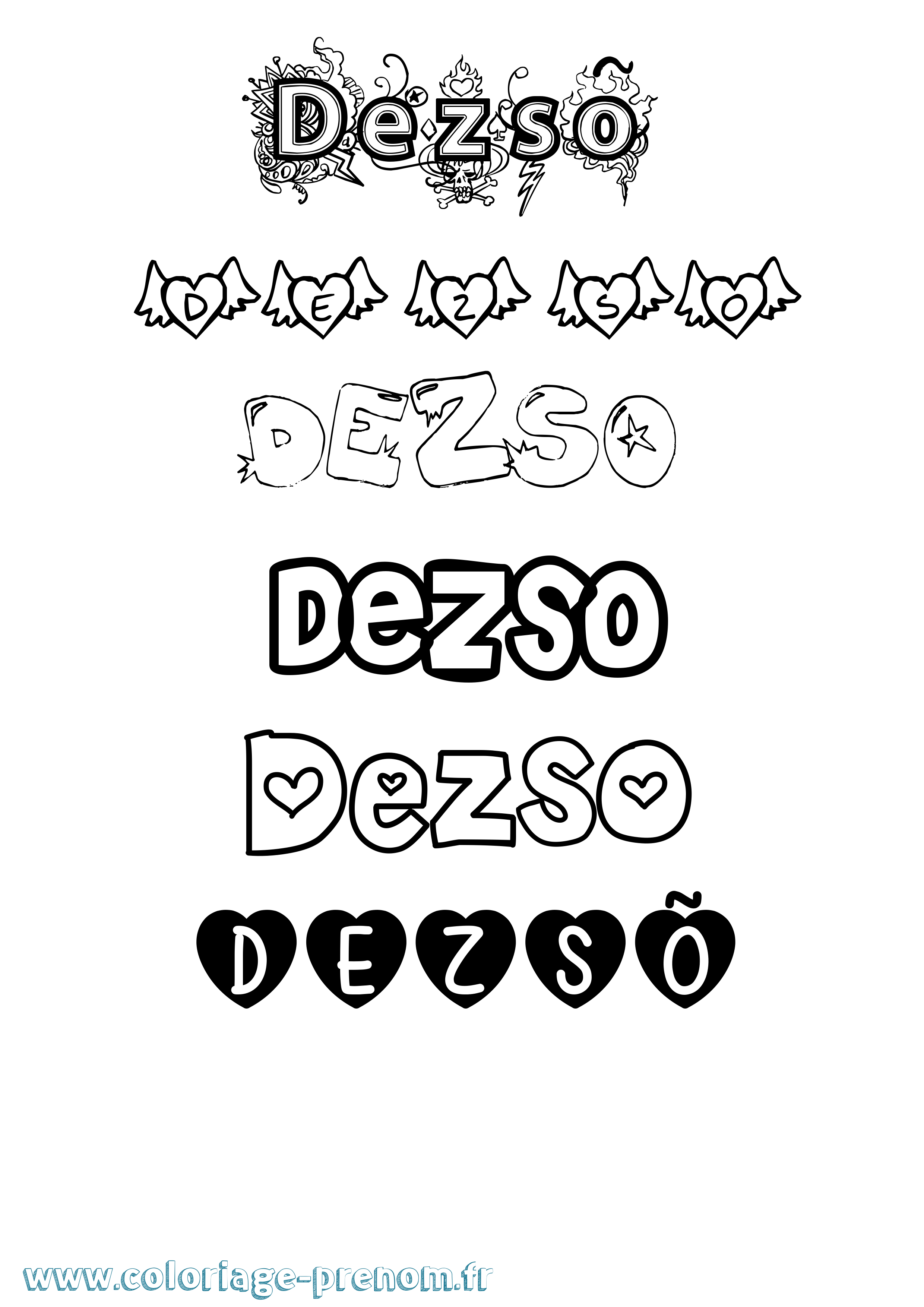 Coloriage Dezsõ Girly Coloriage prénom Dezsõ Girly