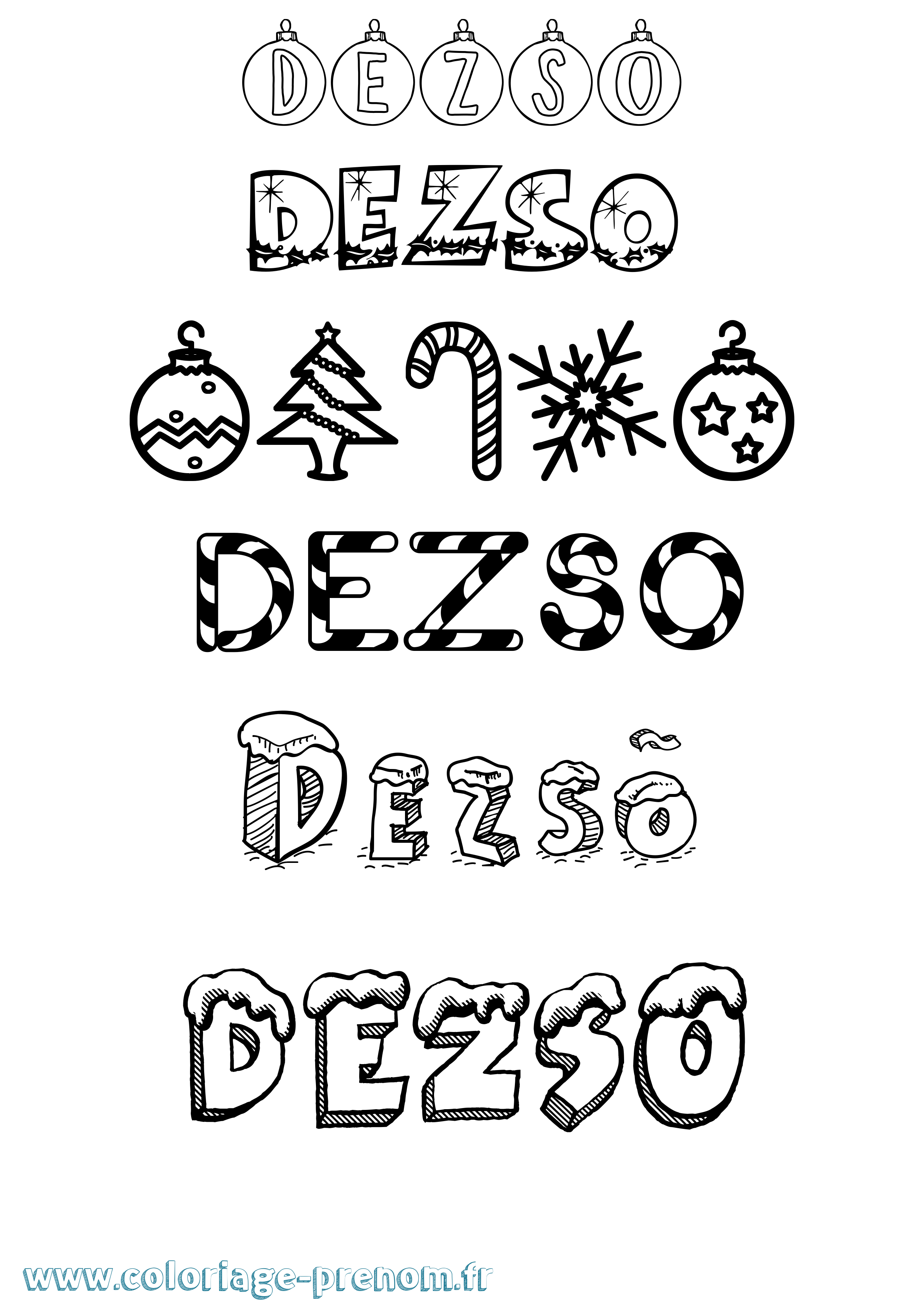 Coloriage Dezsõ Noël Coloriage prénom Dezsõ Noël