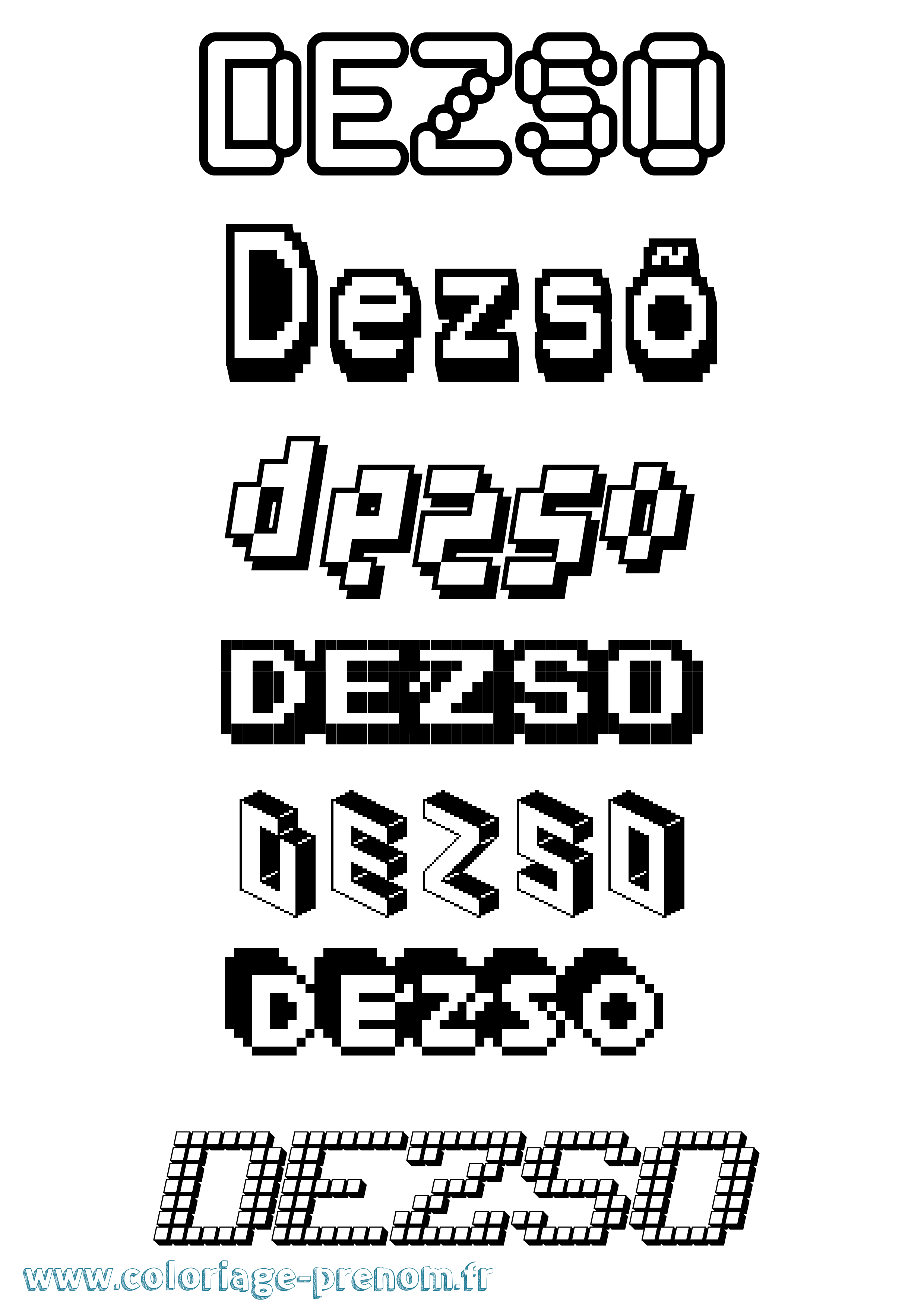 Coloriage Dezsõ Pixel Coloriage prénom Dezsõ Pixel