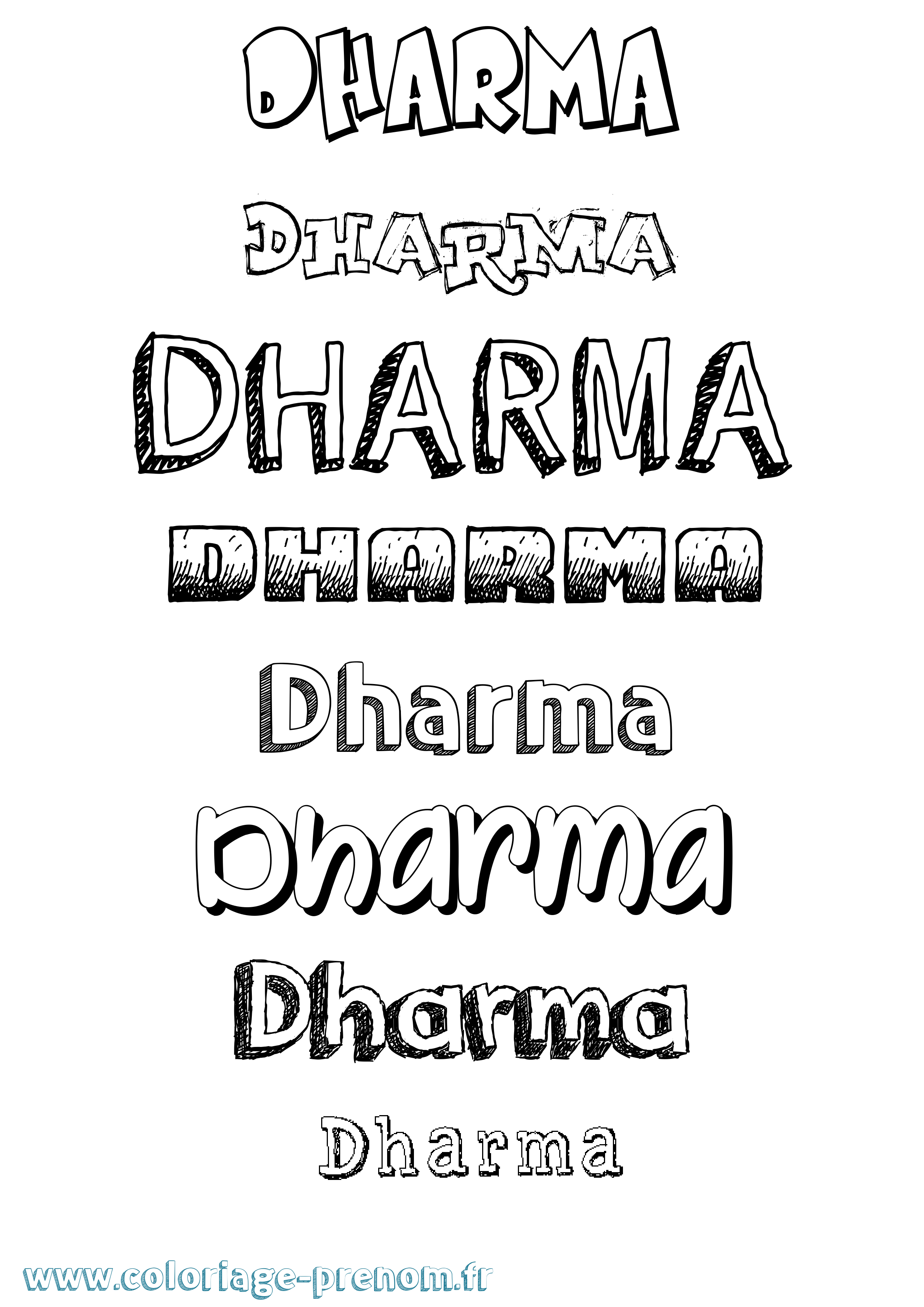 Coloriage Dharma Dessiné Coloriage prénom Dharma Dessiné