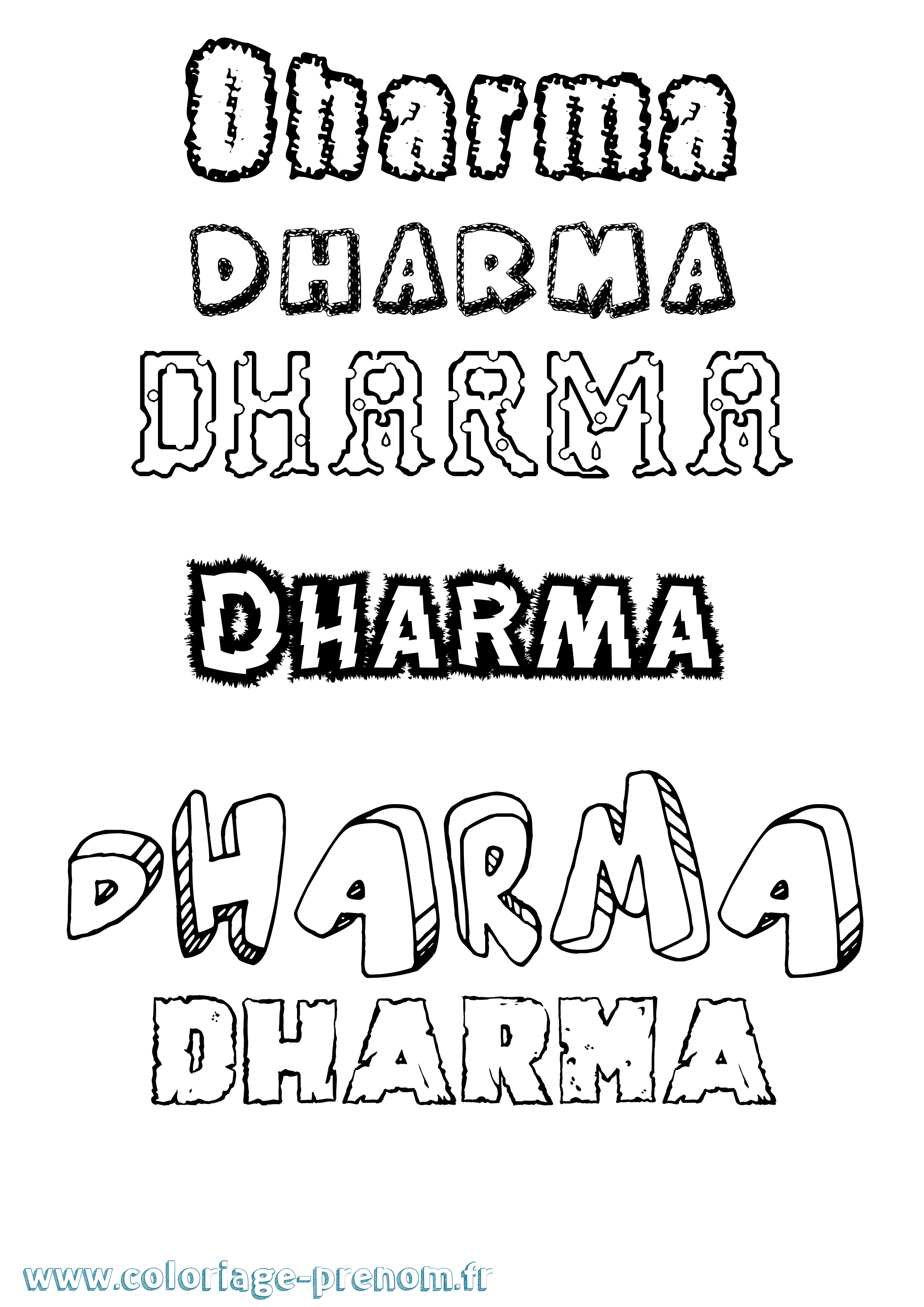 Coloriage Dharma Destructuré Coloriage prénom Dharma Destructuré