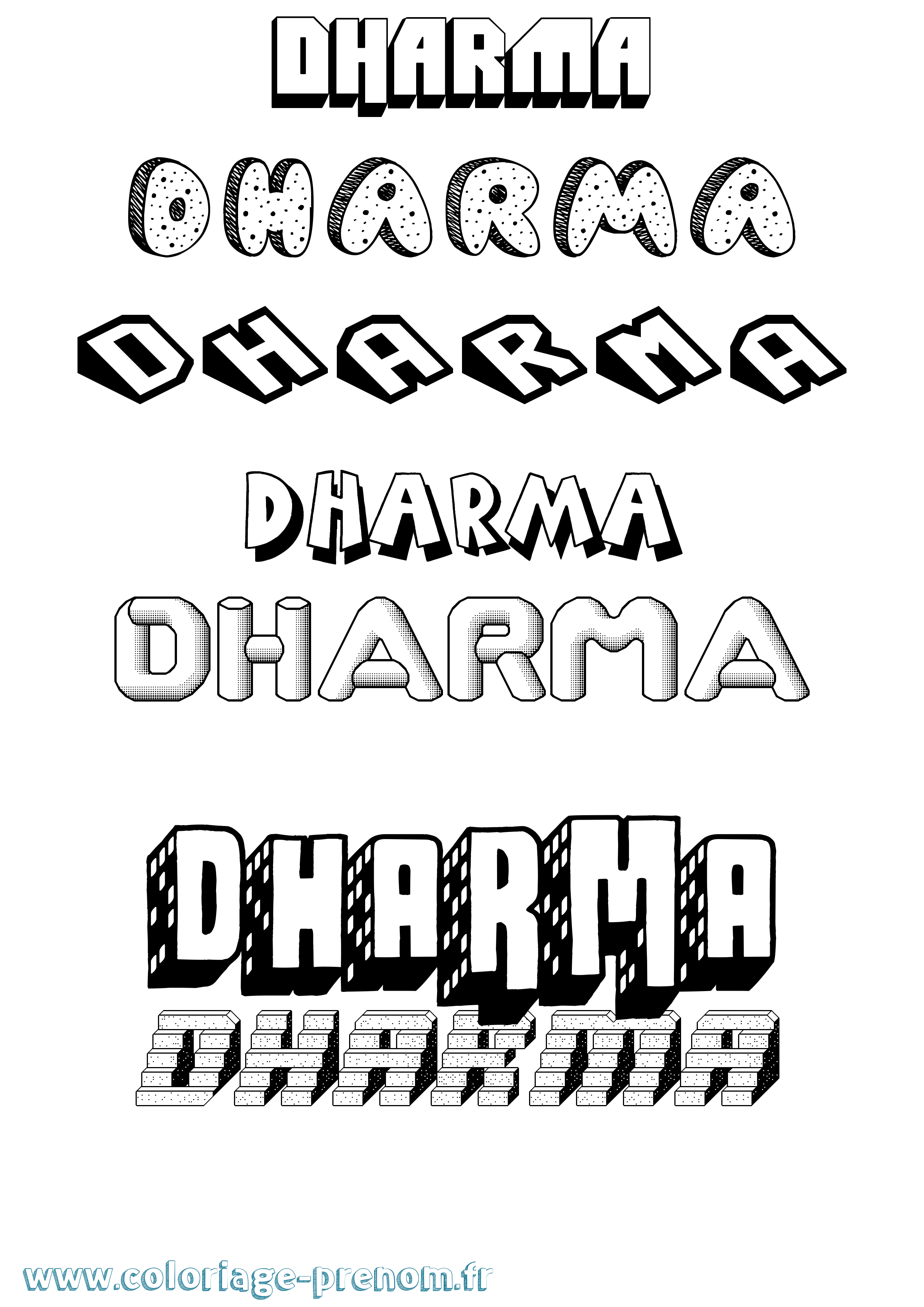 Coloriage Dharma Effet 3D Coloriage prénom Dharma Effet 3D