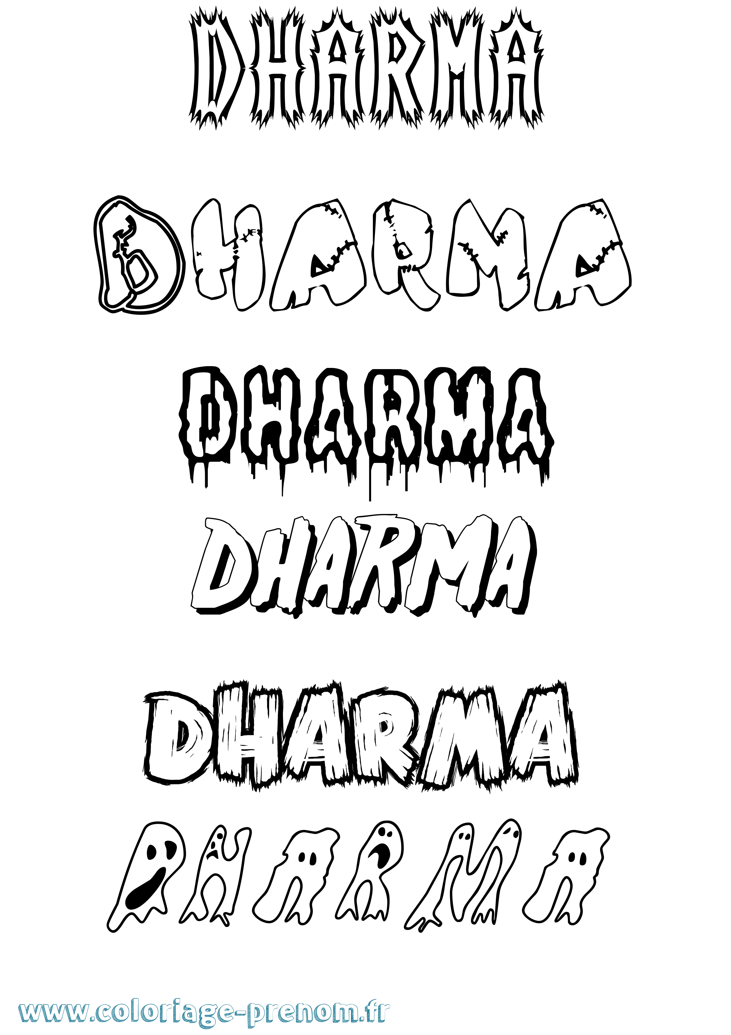 Coloriage Dharma Frisson Coloriage prénom Dharma Frisson