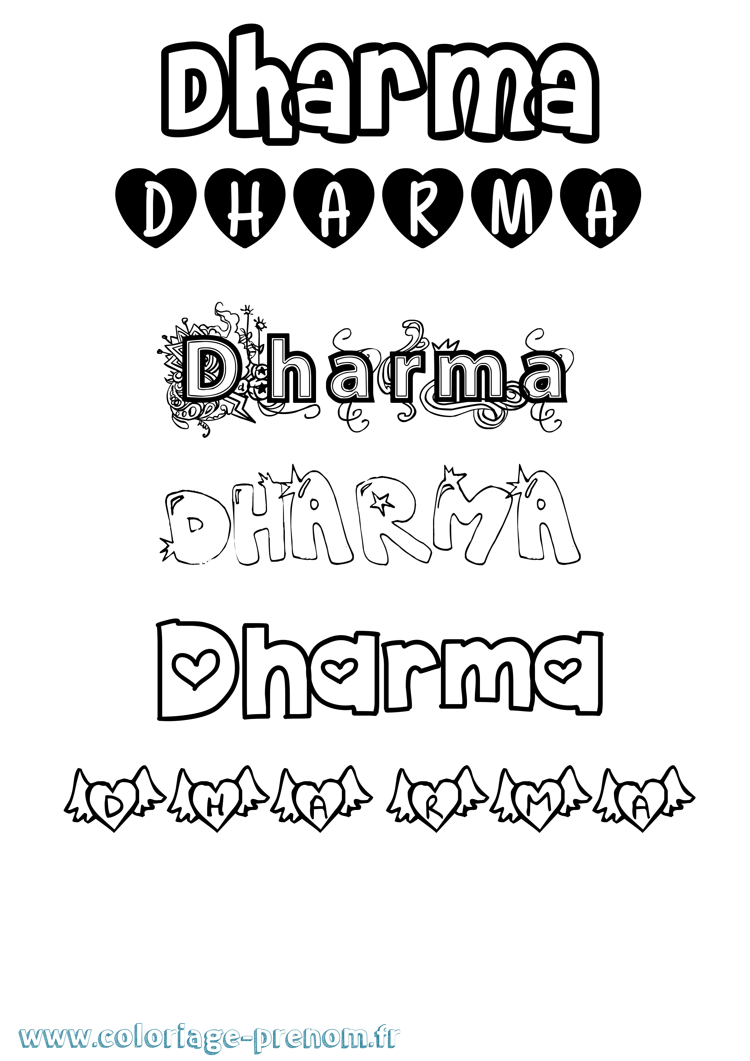 Coloriage Dharma Girly Coloriage prénom Dharma Girly