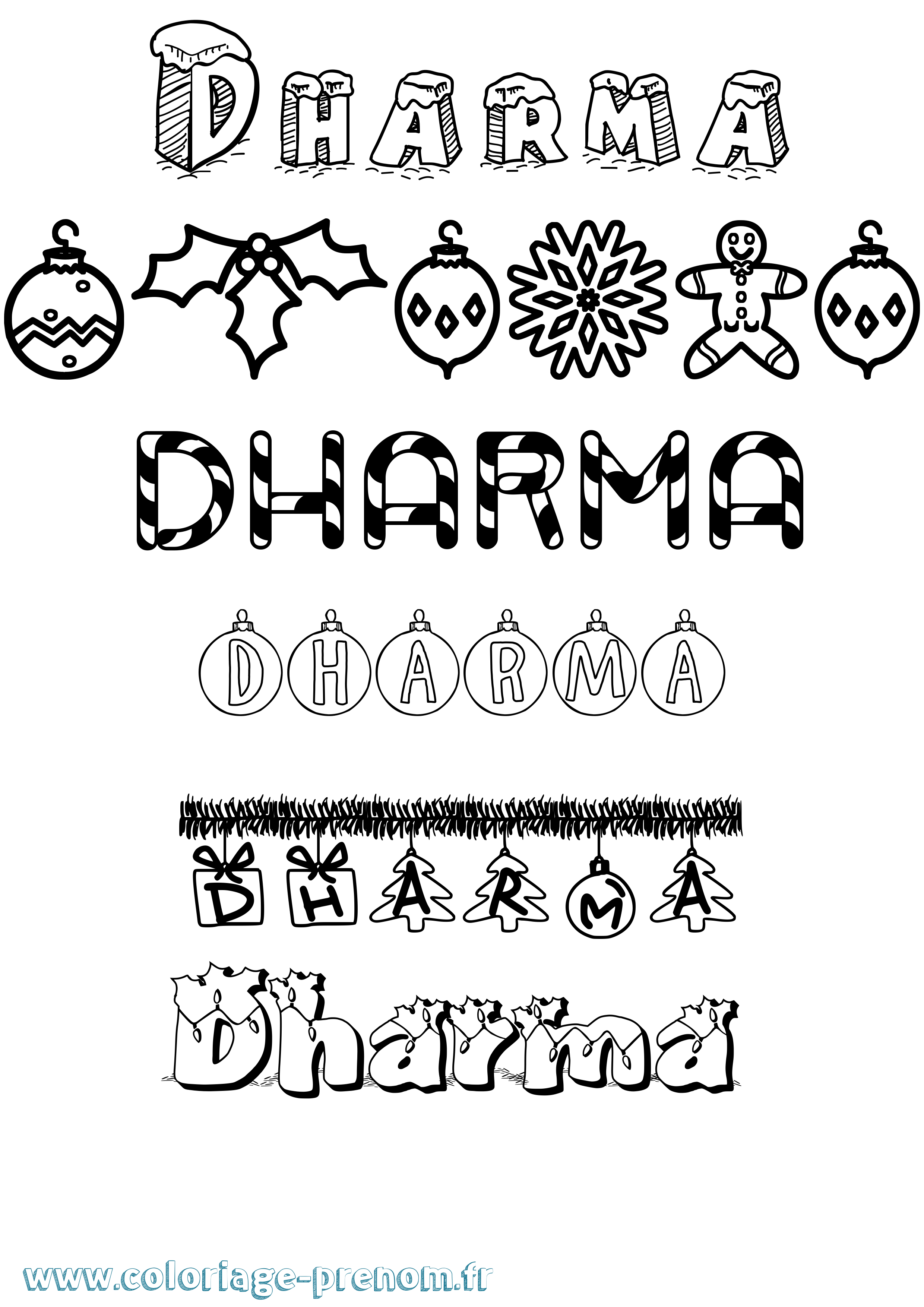 Coloriage Dharma Noël Coloriage prénom Dharma Noël