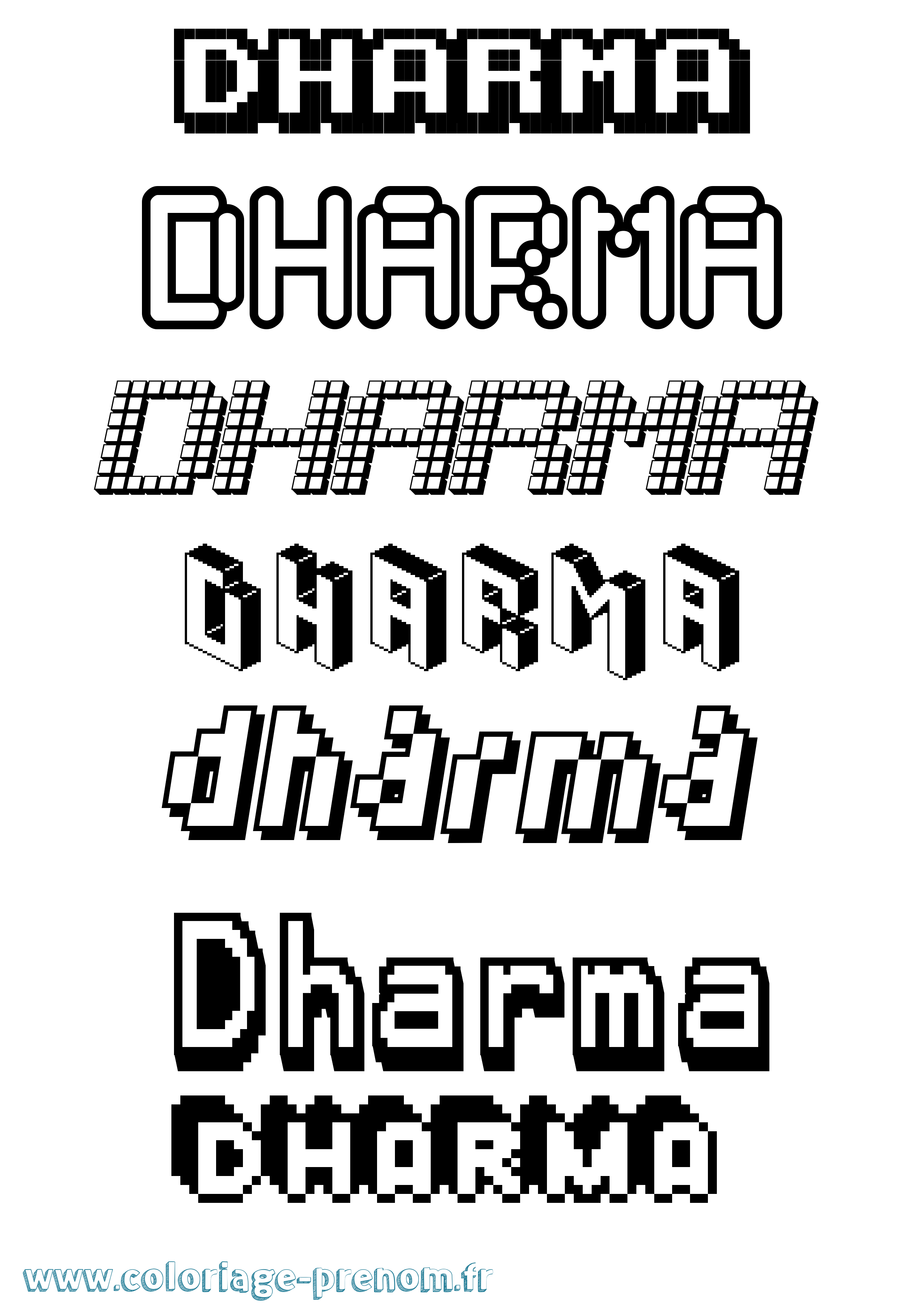 Coloriage Dharma Pixel Coloriage prénom Dharma Pixel