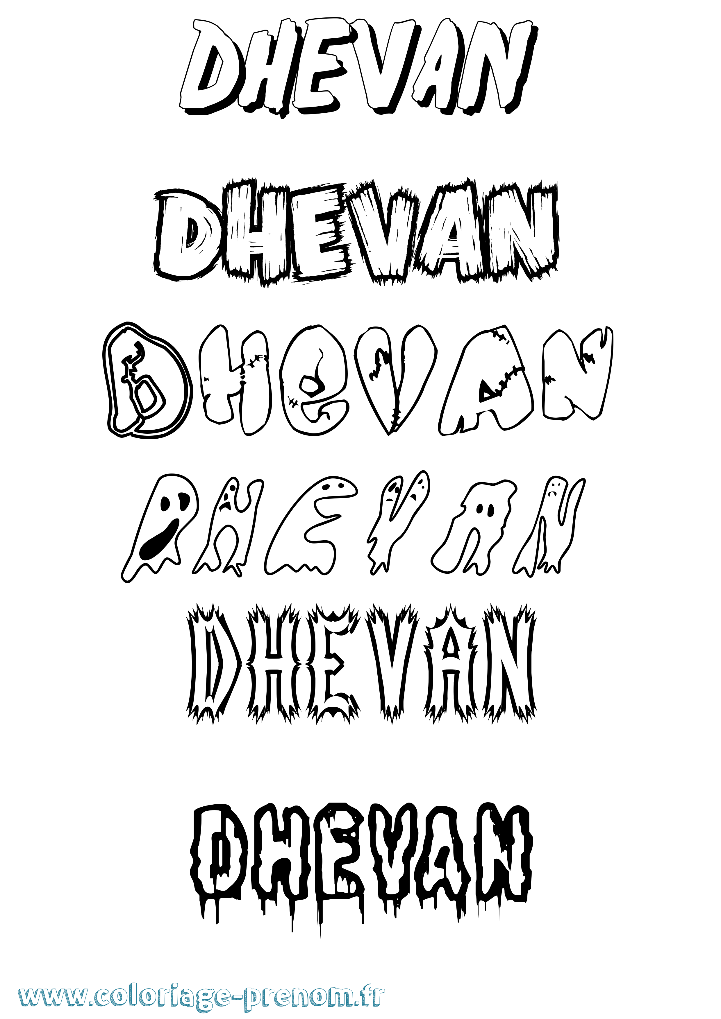 Coloriage Dhevan Frisson Coloriage prénom Dhevan Frisson