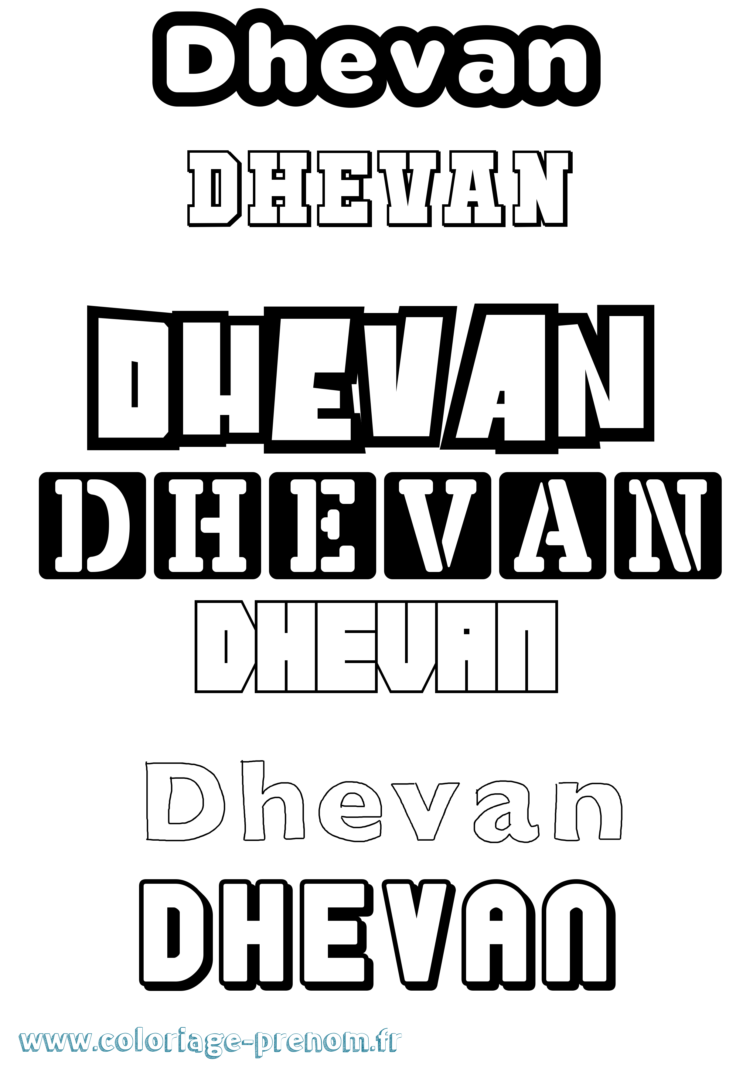 Coloriage Dhevan Simple Coloriage prénom Dhevan Simple